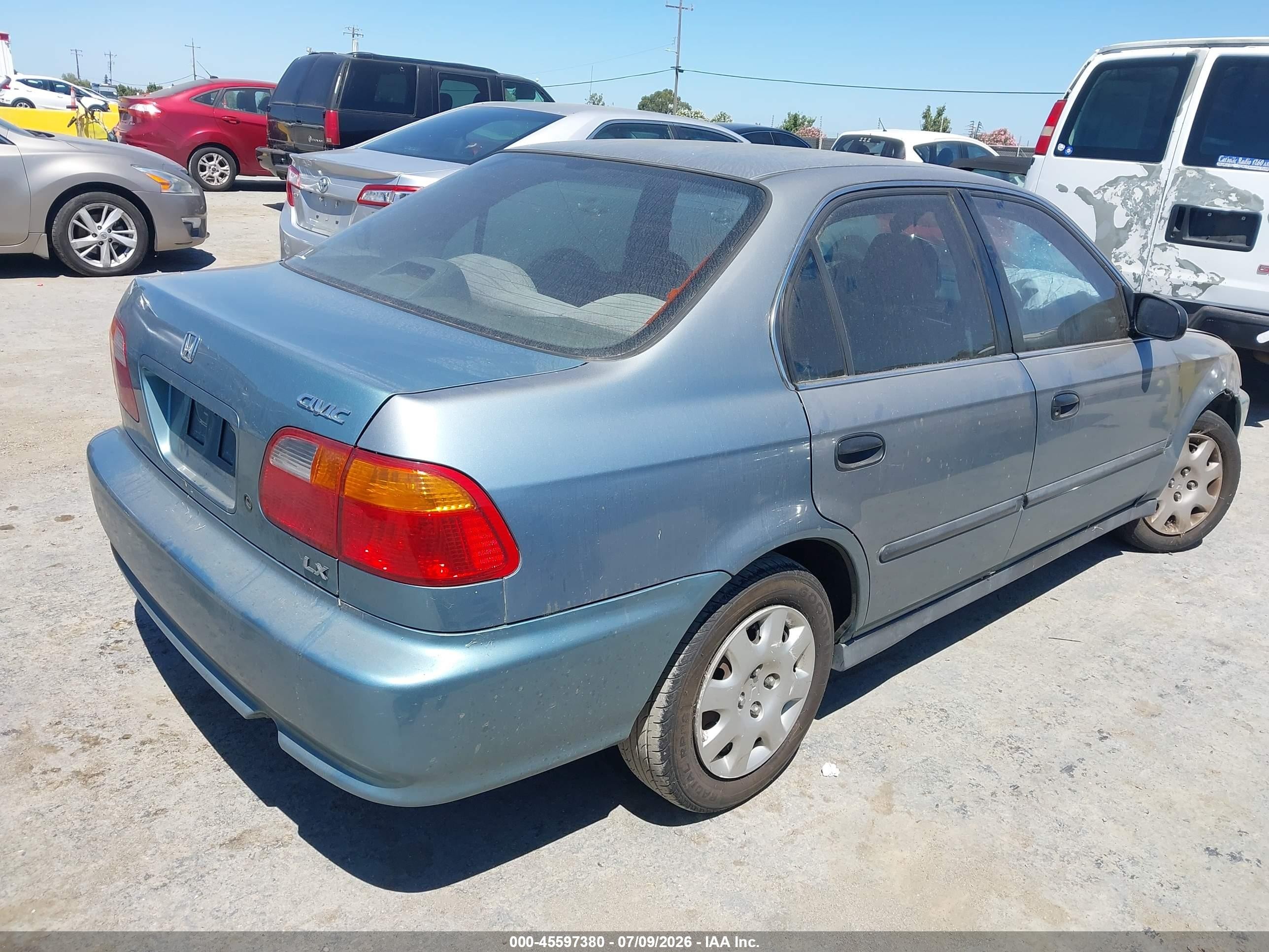 1999 Honda Civic Lx Light Blue vin: 2HGEJ6674XH543322
