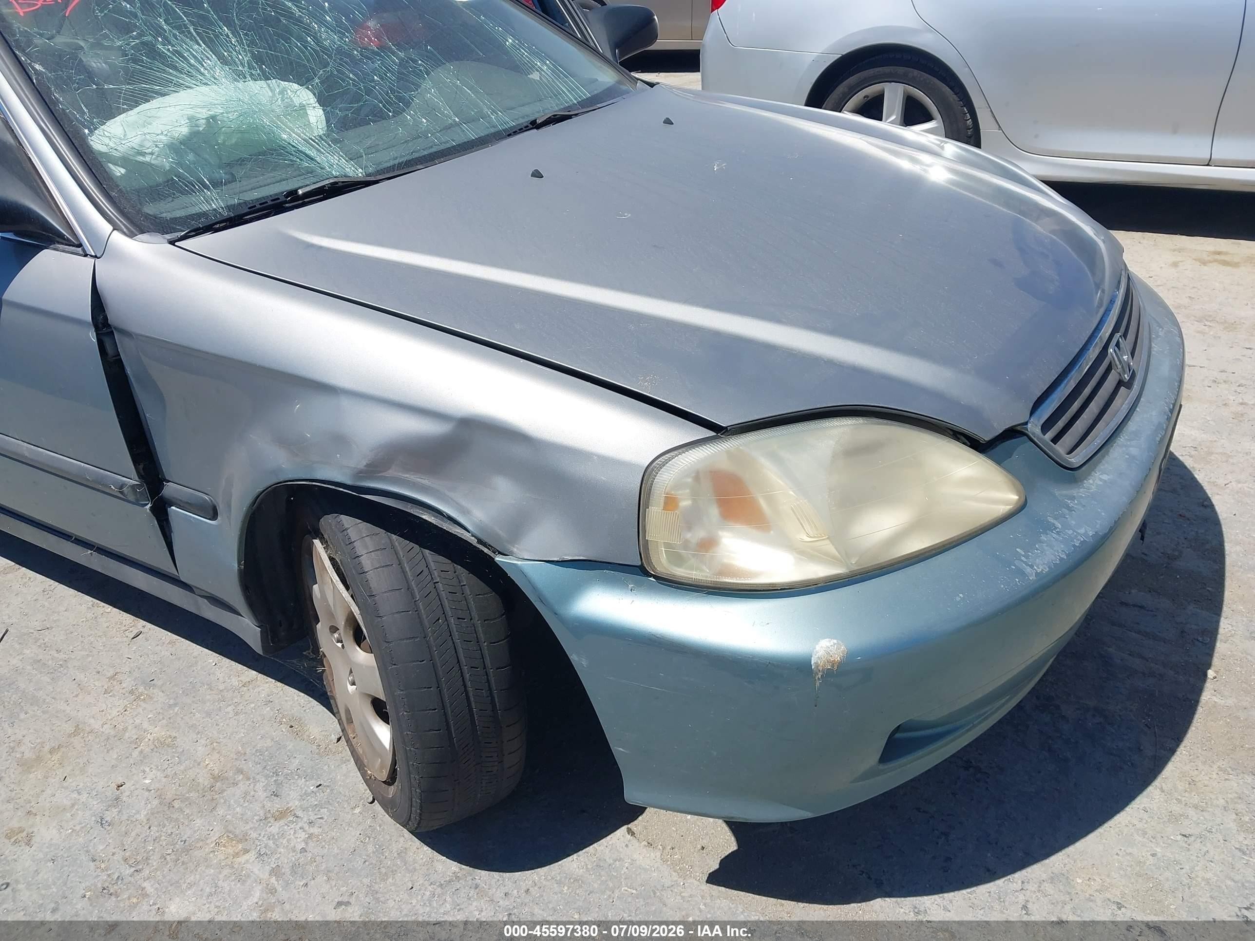 1999 Honda Civic Lx Light Blue vin: 2HGEJ6674XH543322