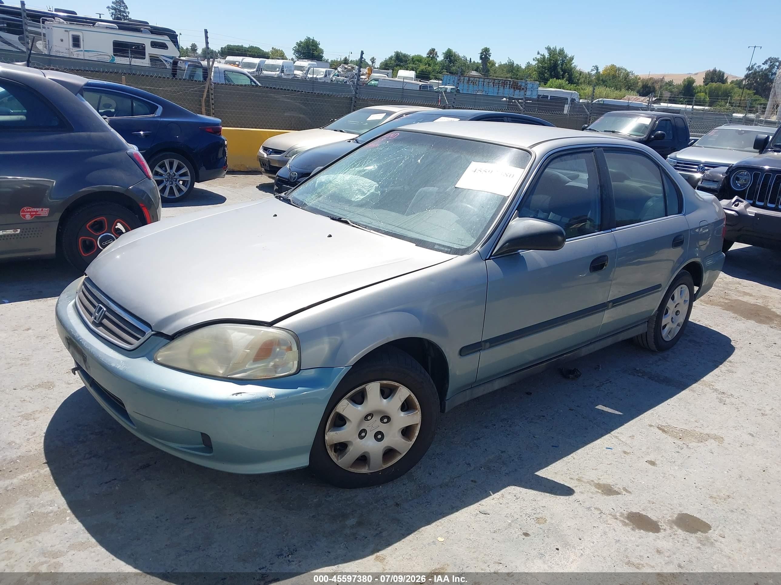 1999 Honda Civic Lx Light Blue vin: 2HGEJ6674XH543322