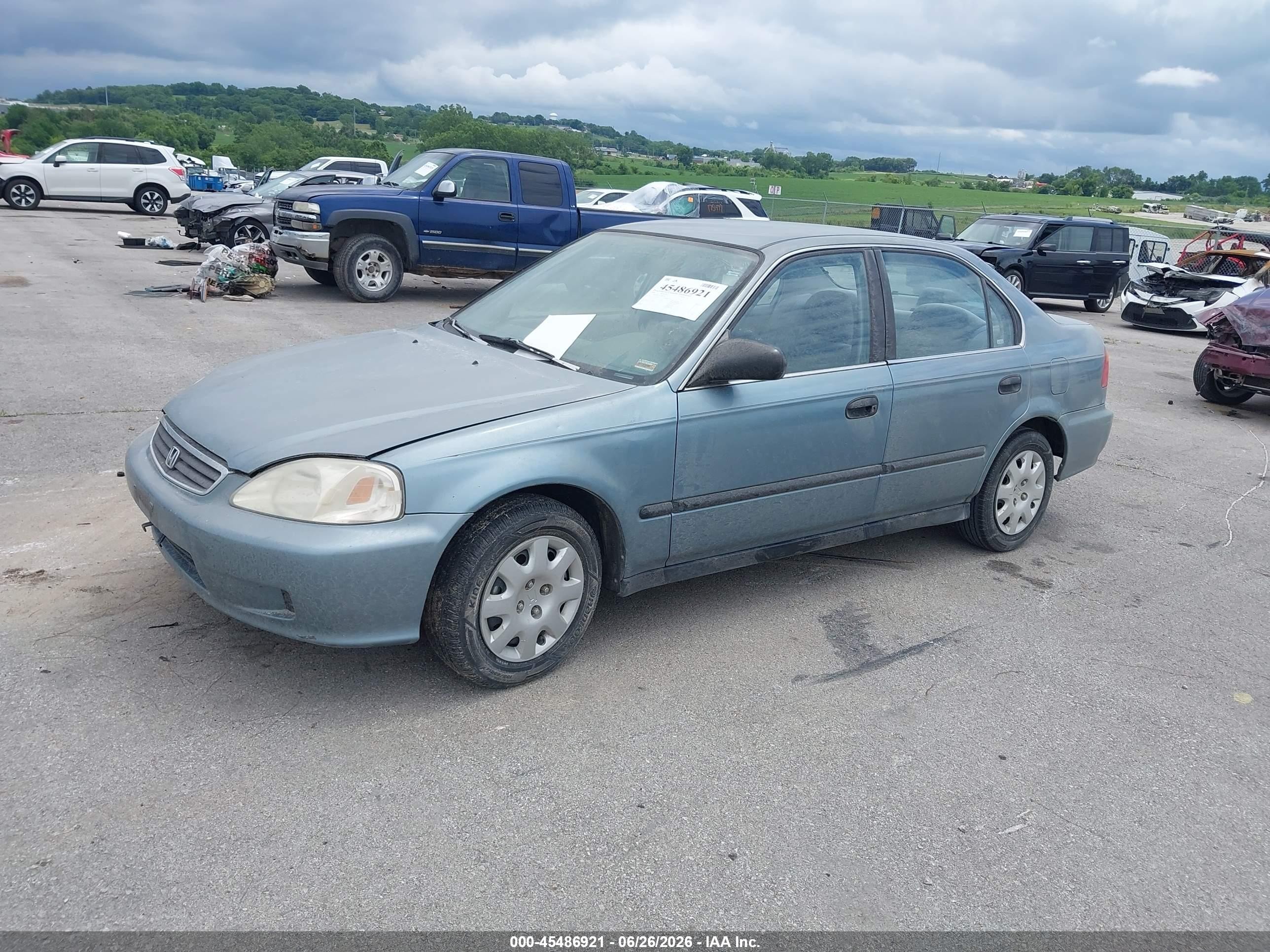 2000 Honda Civic Lx Blue vin: 2HGEJ6674YH589914