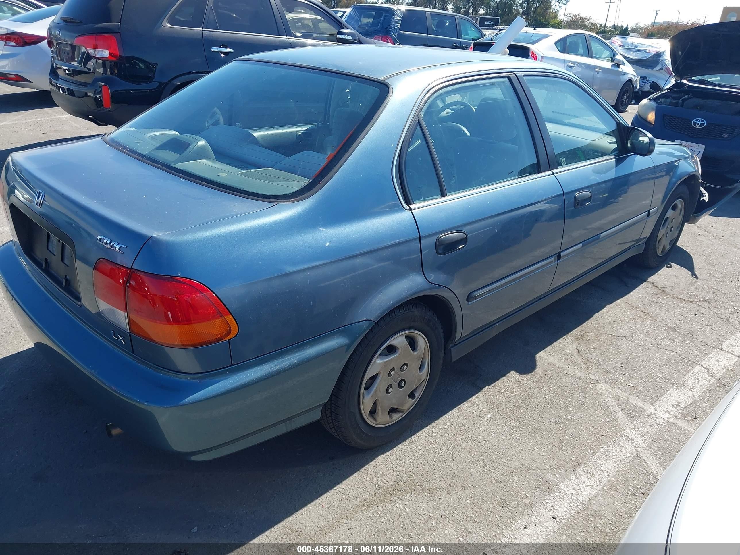 1997 Honda Civic Lx Blue vin: 2HGEJ6676VH577467