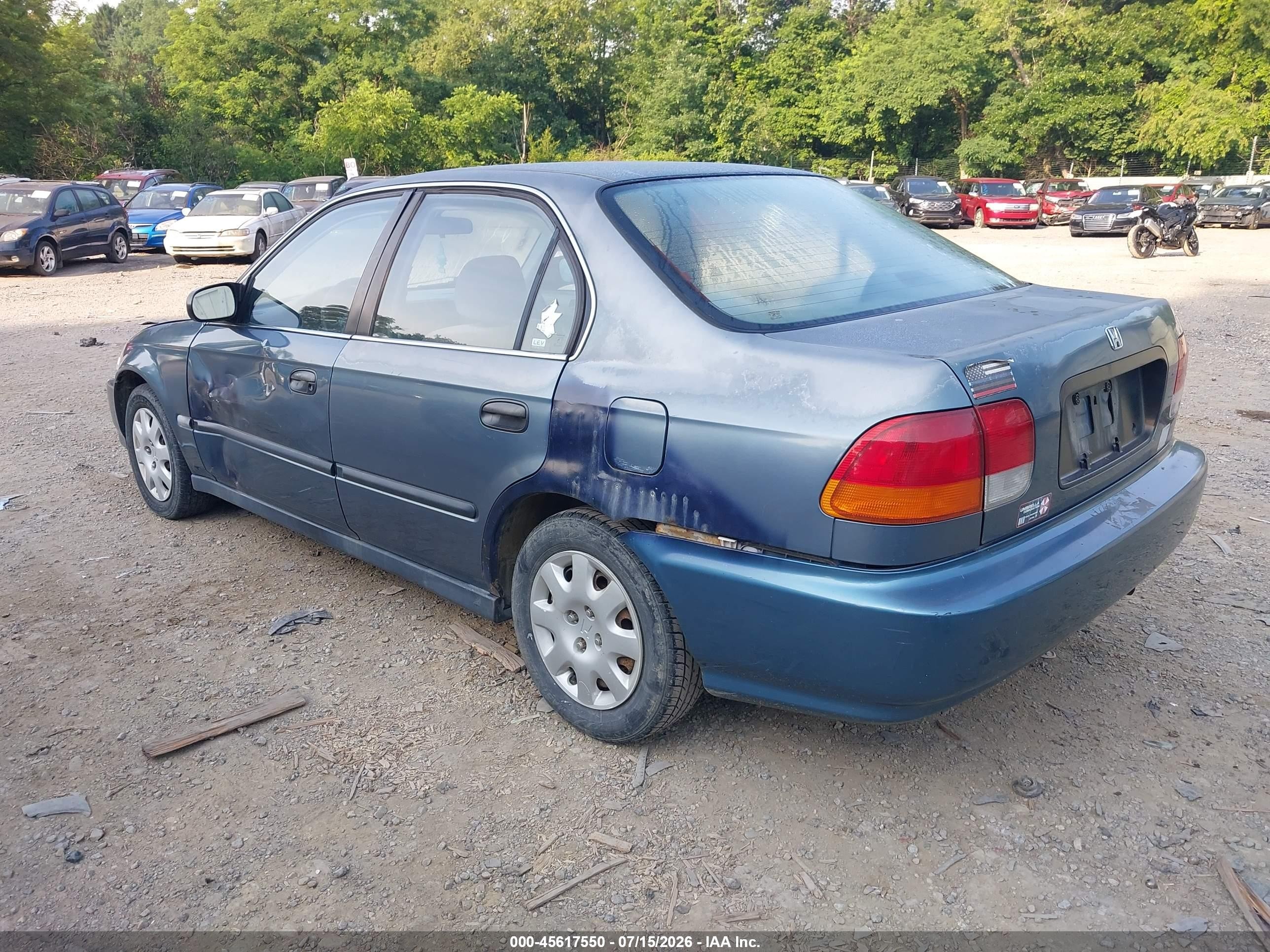1998 Honda Civic Lx Синий vin: 2HGEJ6677WH626872