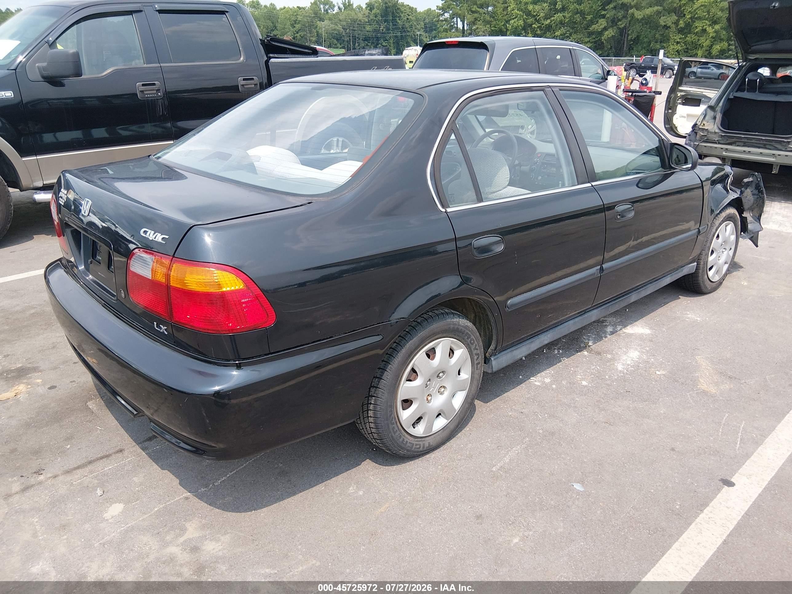 1999 Honda Civic Lx Black vin: 2HGEJ6677XH524117