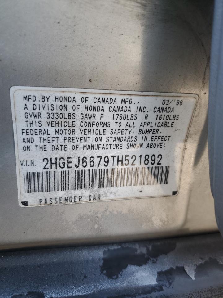 1996 Honda Civic Lx Серебряный vin: 2HGEJ6679TH521892