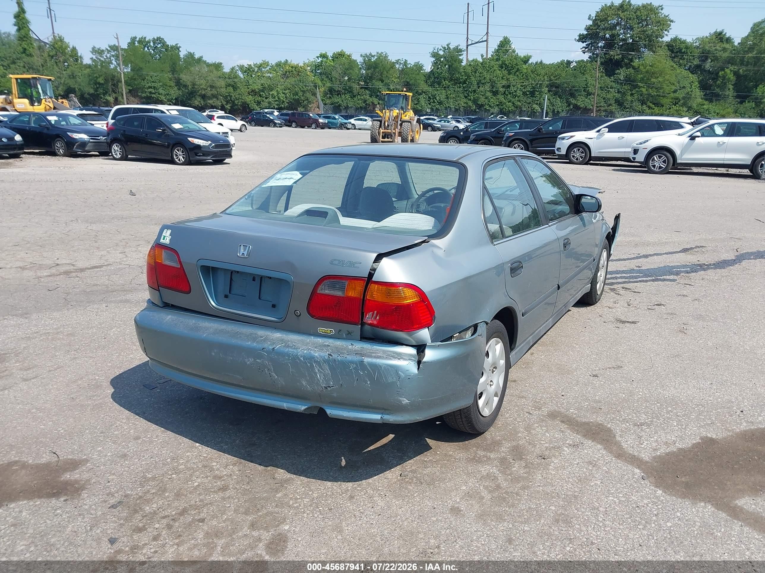 1999 Honda Civic Lx Teal vin: 2HGEJ6679XH575506