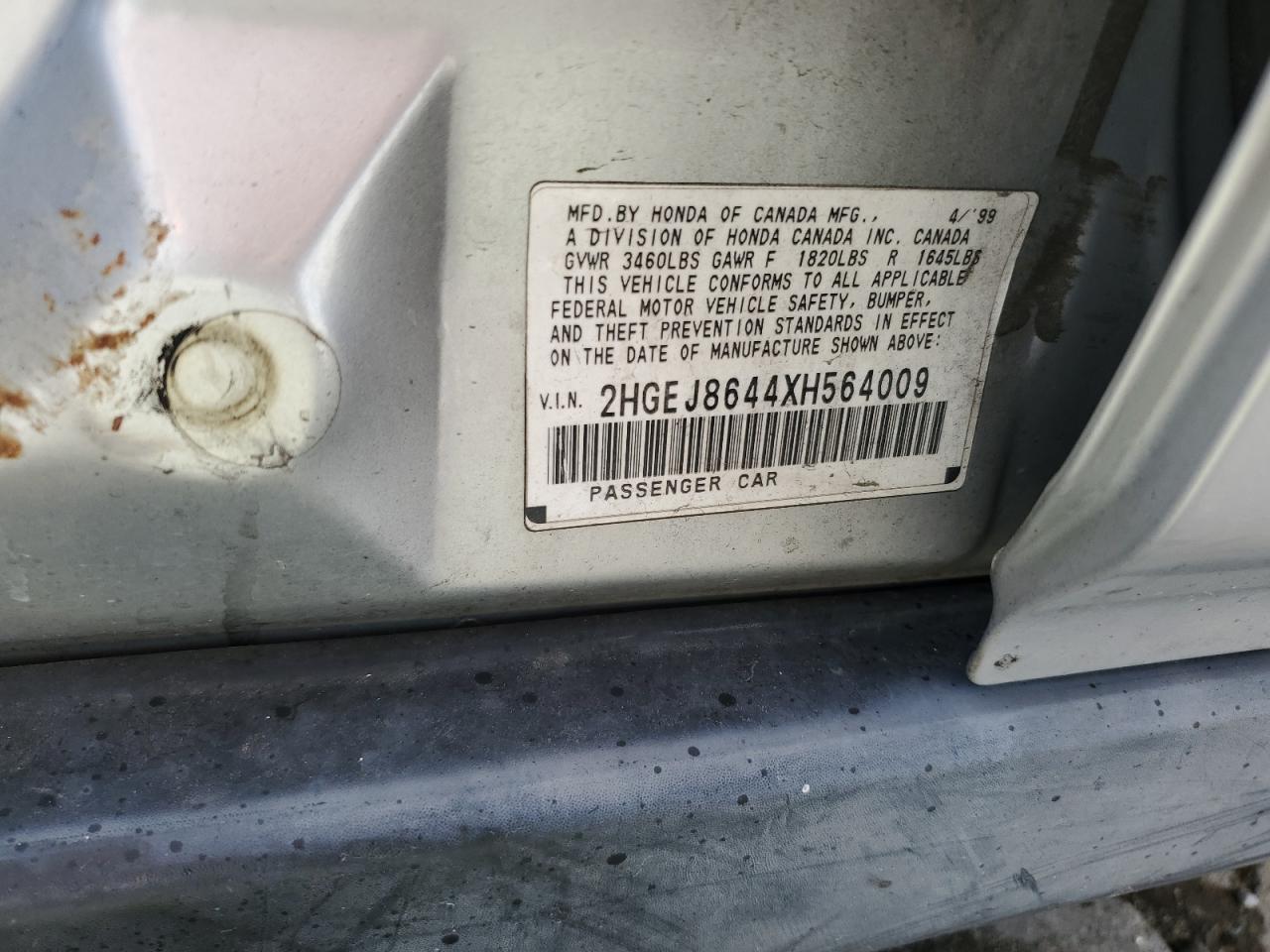 1999 Honda Civic Ex Silver vin: 2HGEJ8644XH564009