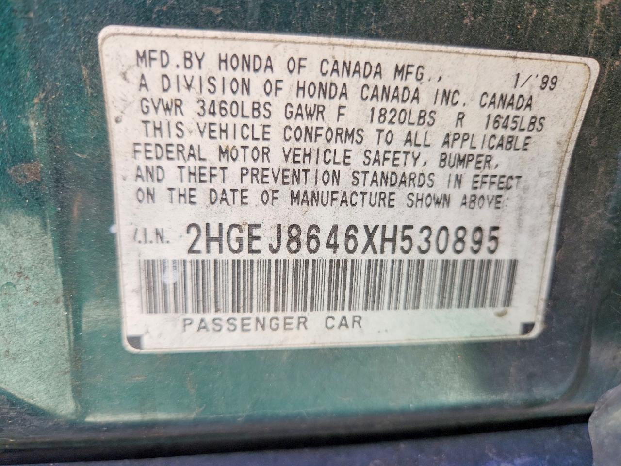 1999 Honda Civic Ex Green vin: 2HGEJ8646XH530895