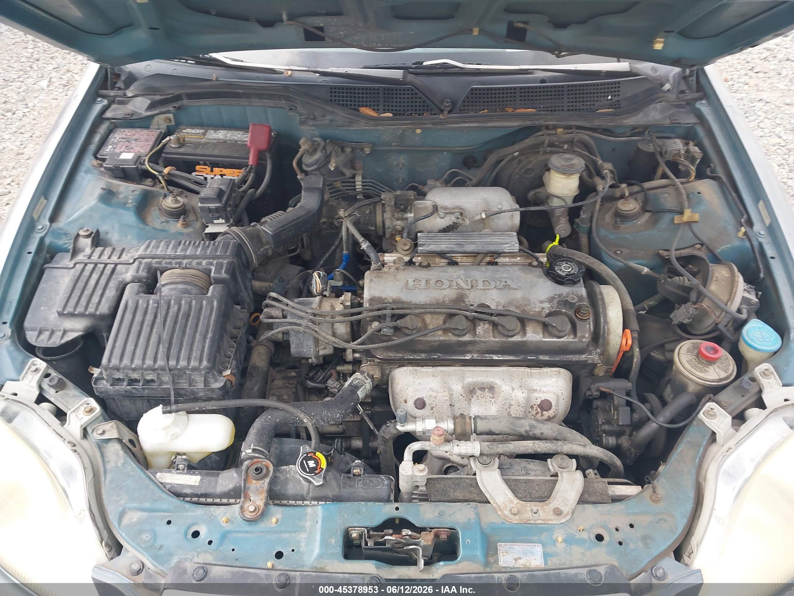 1998 Honda Civic Ex Бирюзовый vin: 2HGEJ8648WH619043