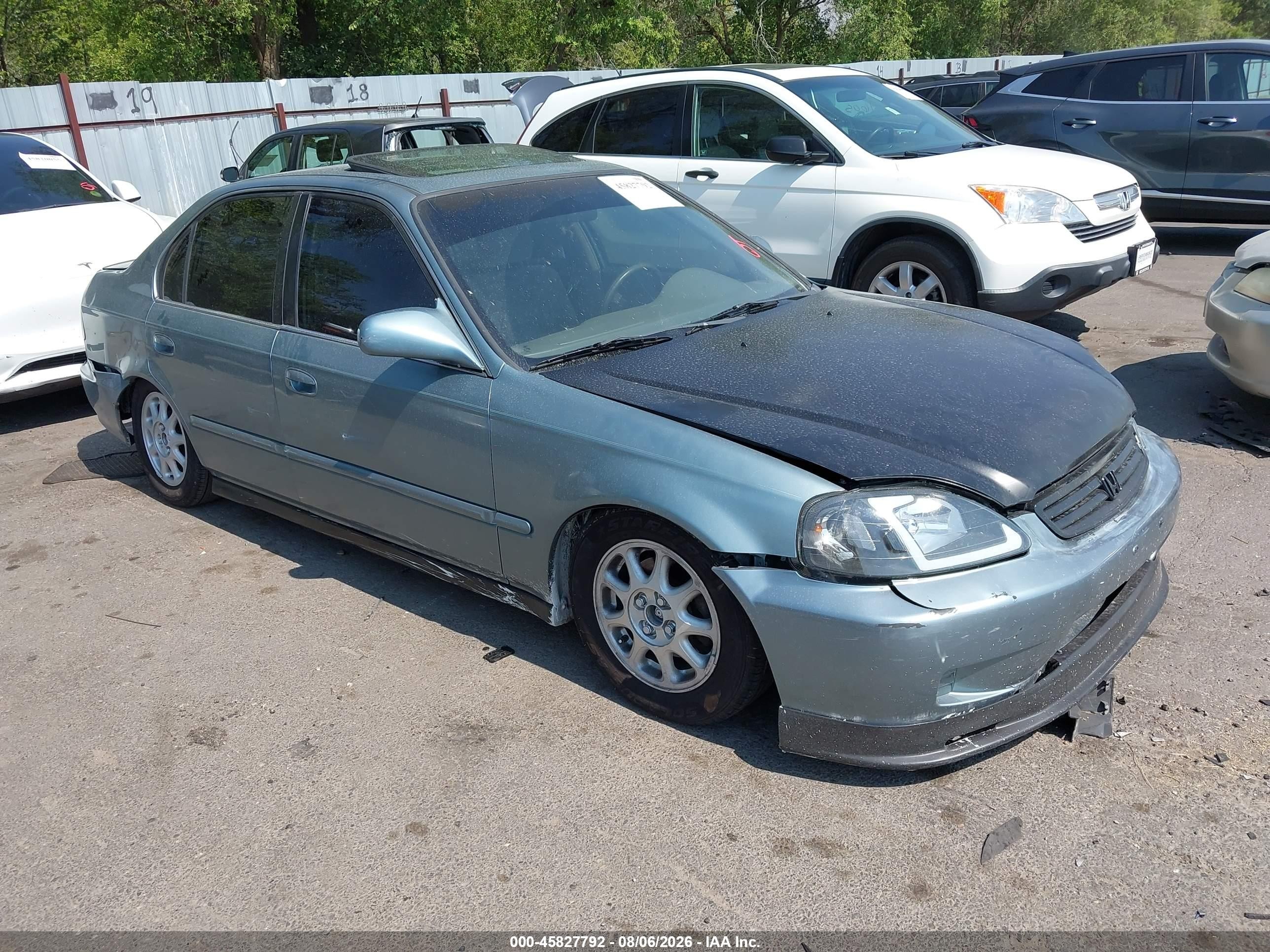 2000 Honda Civic Ex Light Blue vin: 2HGEJ864XYH535454
