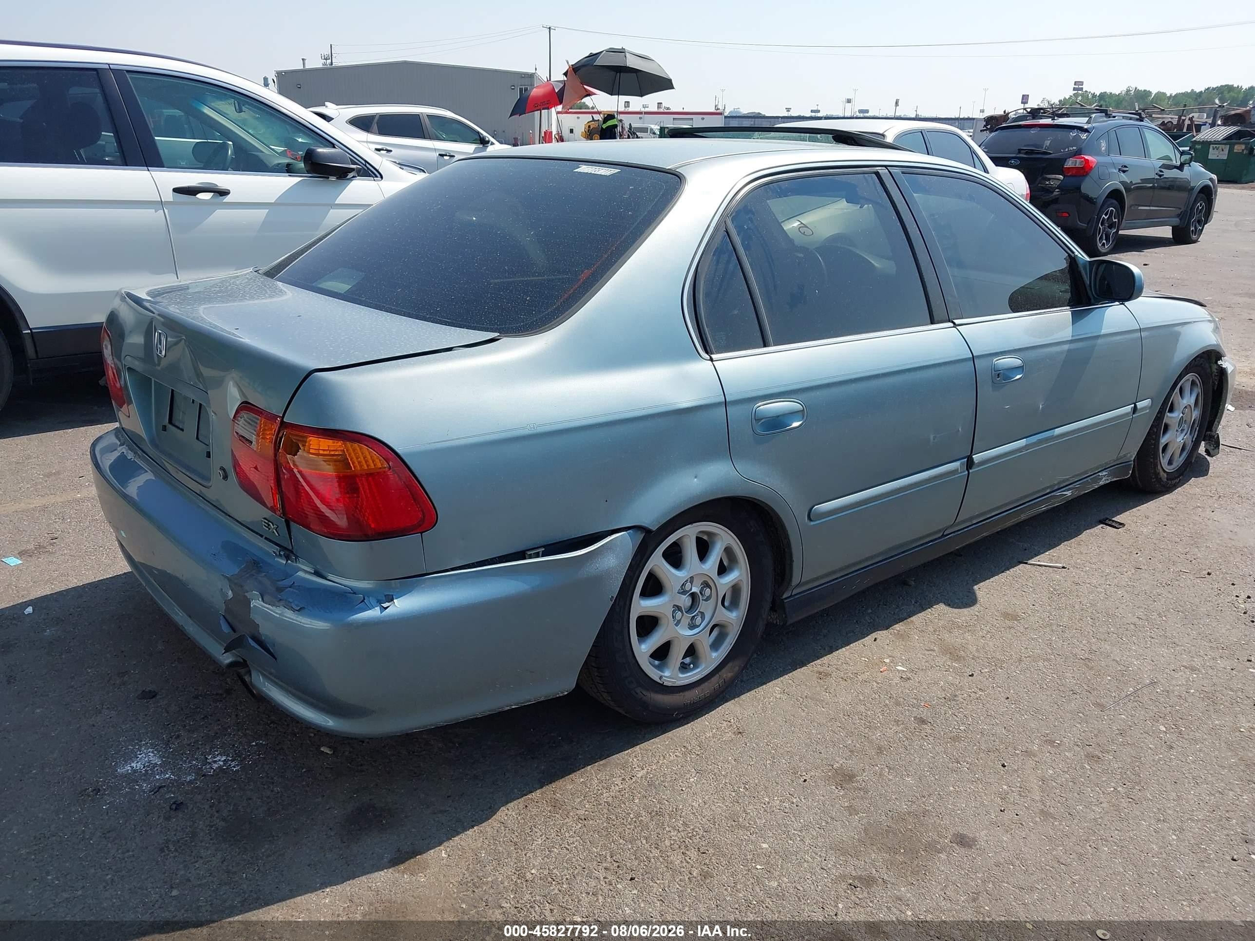 2000 Honda Civic Ex Light Blue vin: 2HGEJ864XYH535454