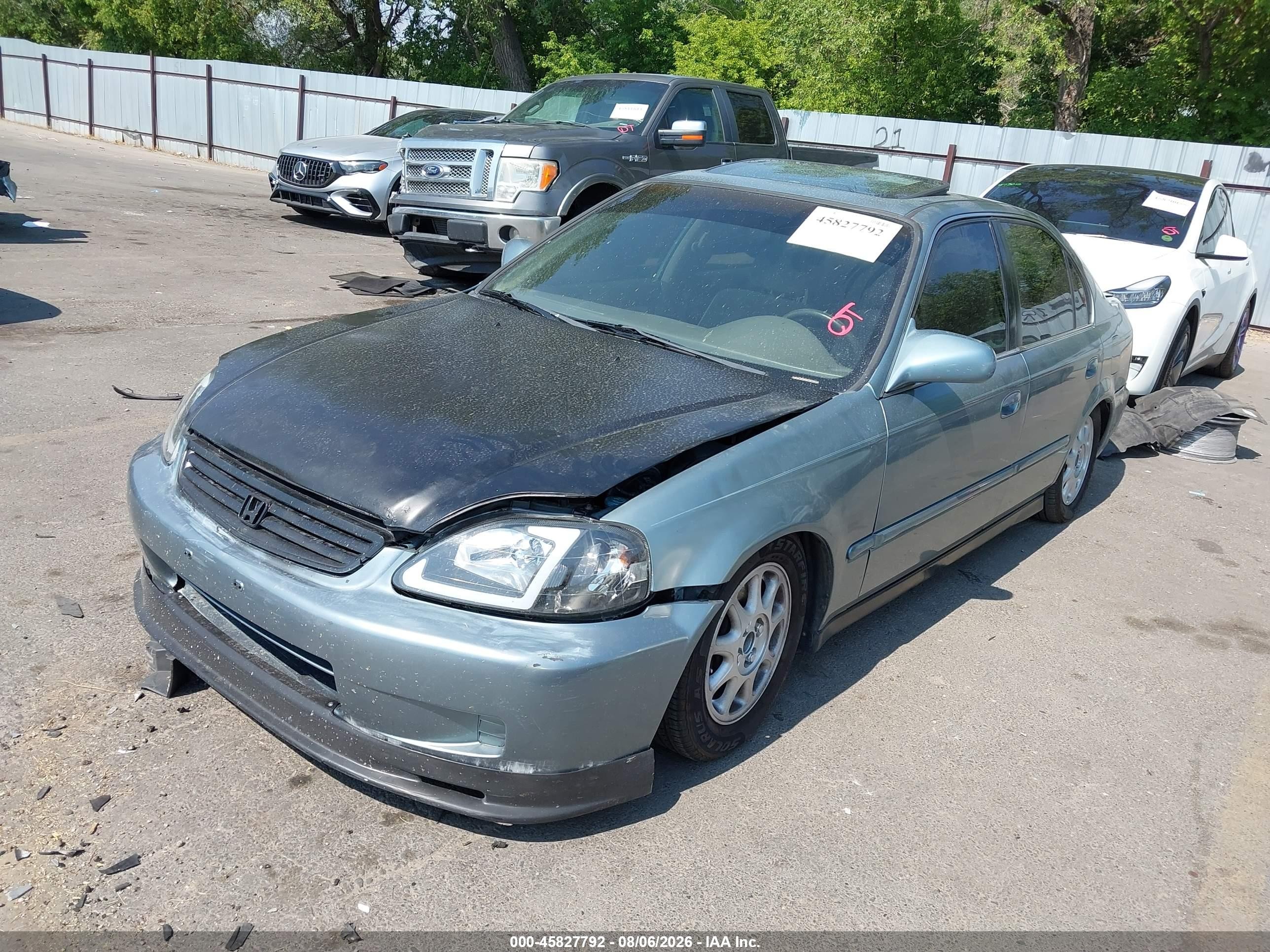 2000 Honda Civic Ex Light Blue vin: 2HGEJ864XYH535454