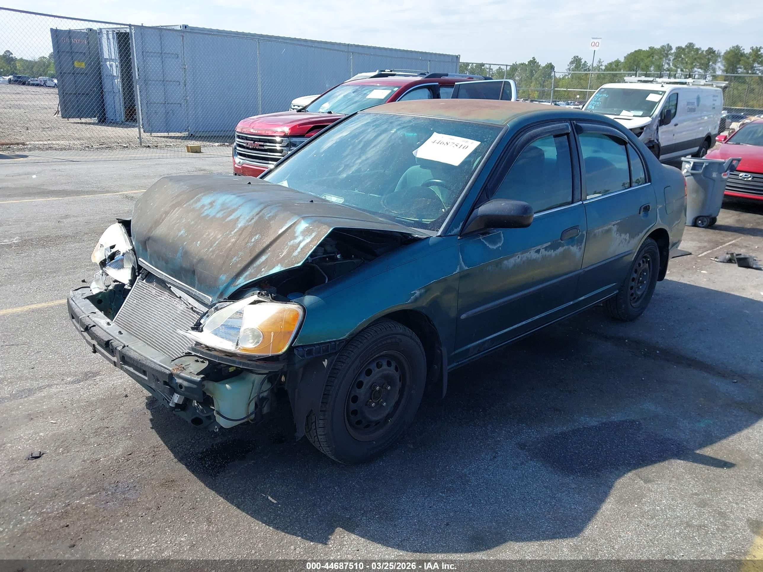 2002 Honda Civic Dx Зеленый vin: 2HGES15102H602288