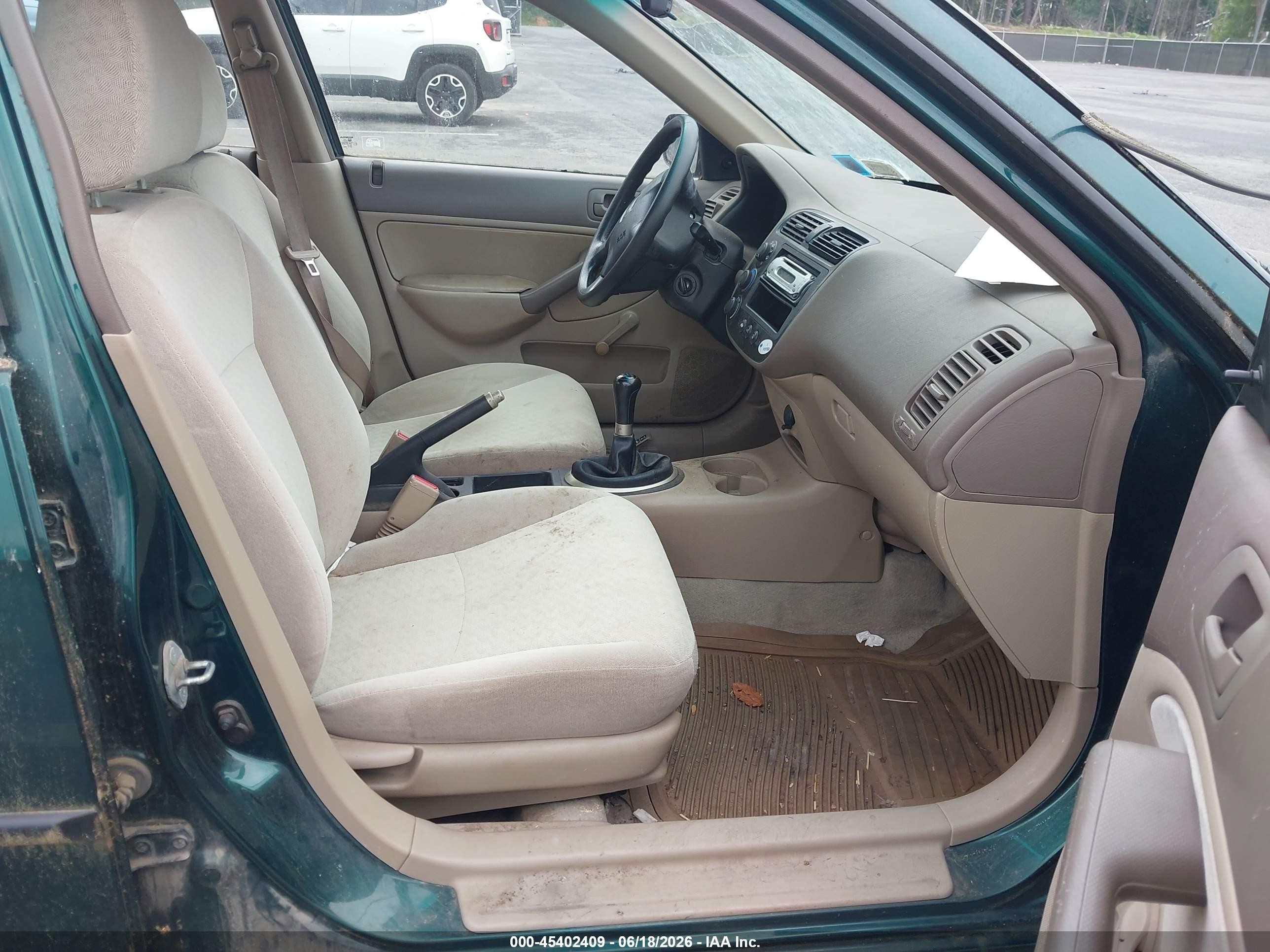 2001 Honda Civic Dx Green vin: 2HGES15231H587244