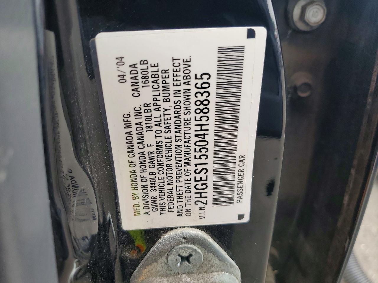 2004 Honda Civic Lx Black vin: 2HGES15504H588365