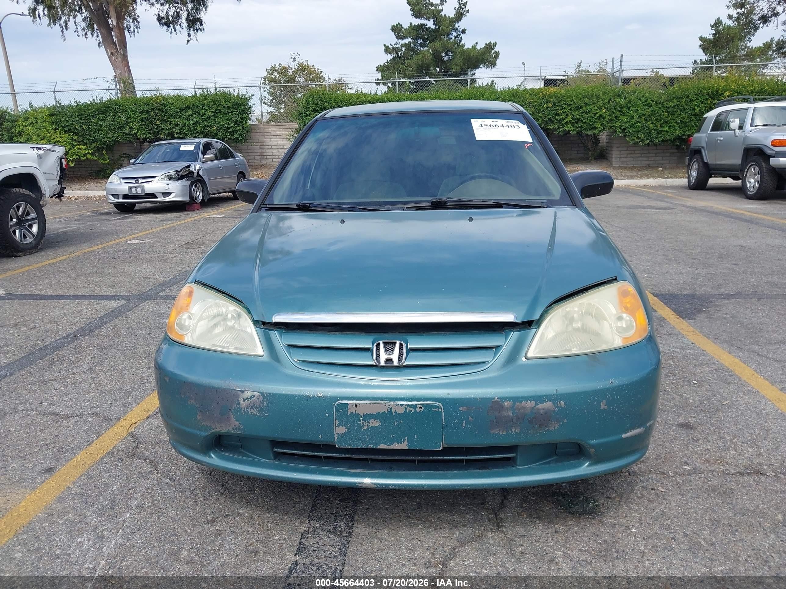 2001 Honda Civic Lx Green vin: 2HGES15511H568752