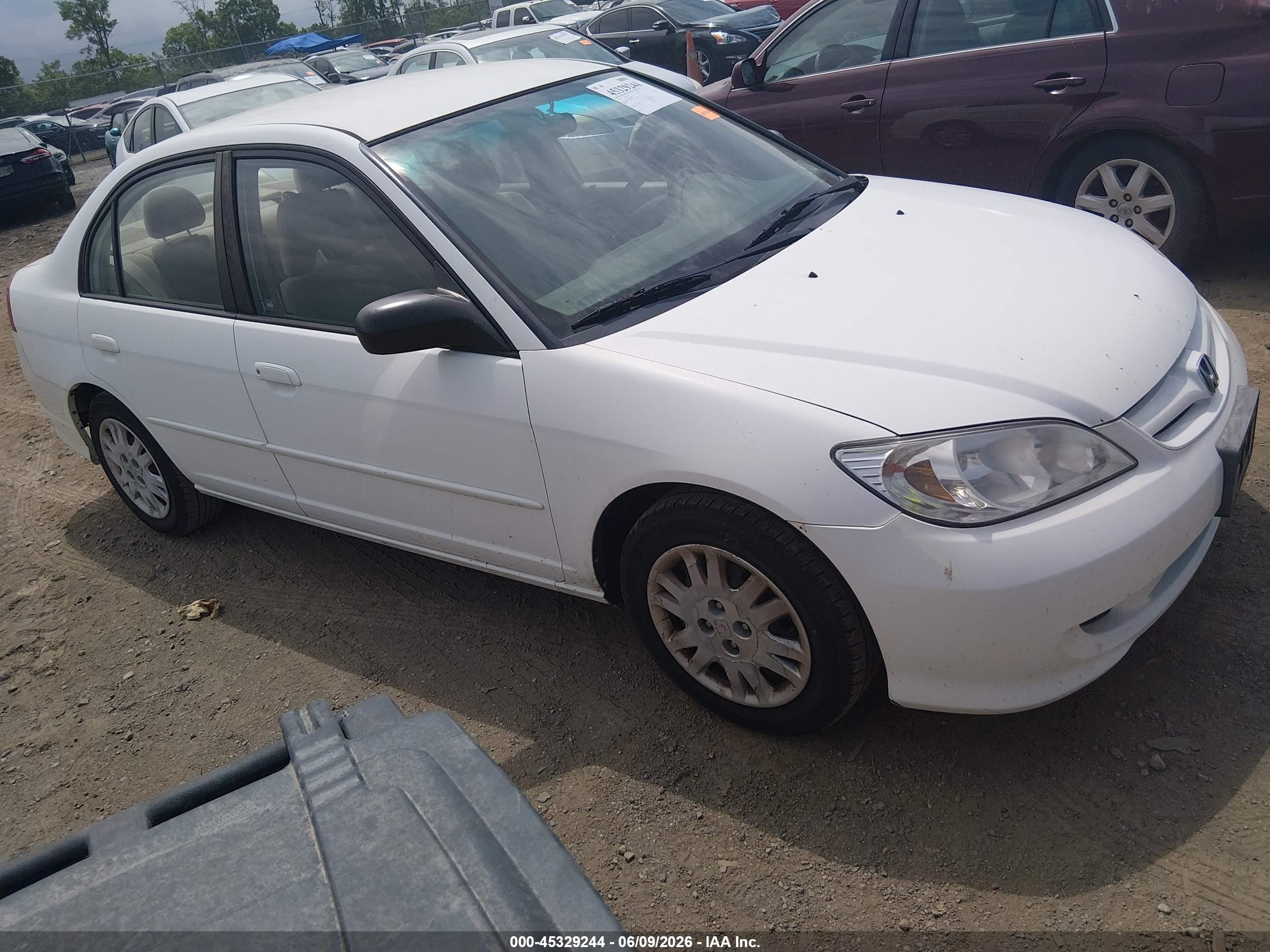 2004 Honda Civic Lx White vin: 2HGES15514H556928