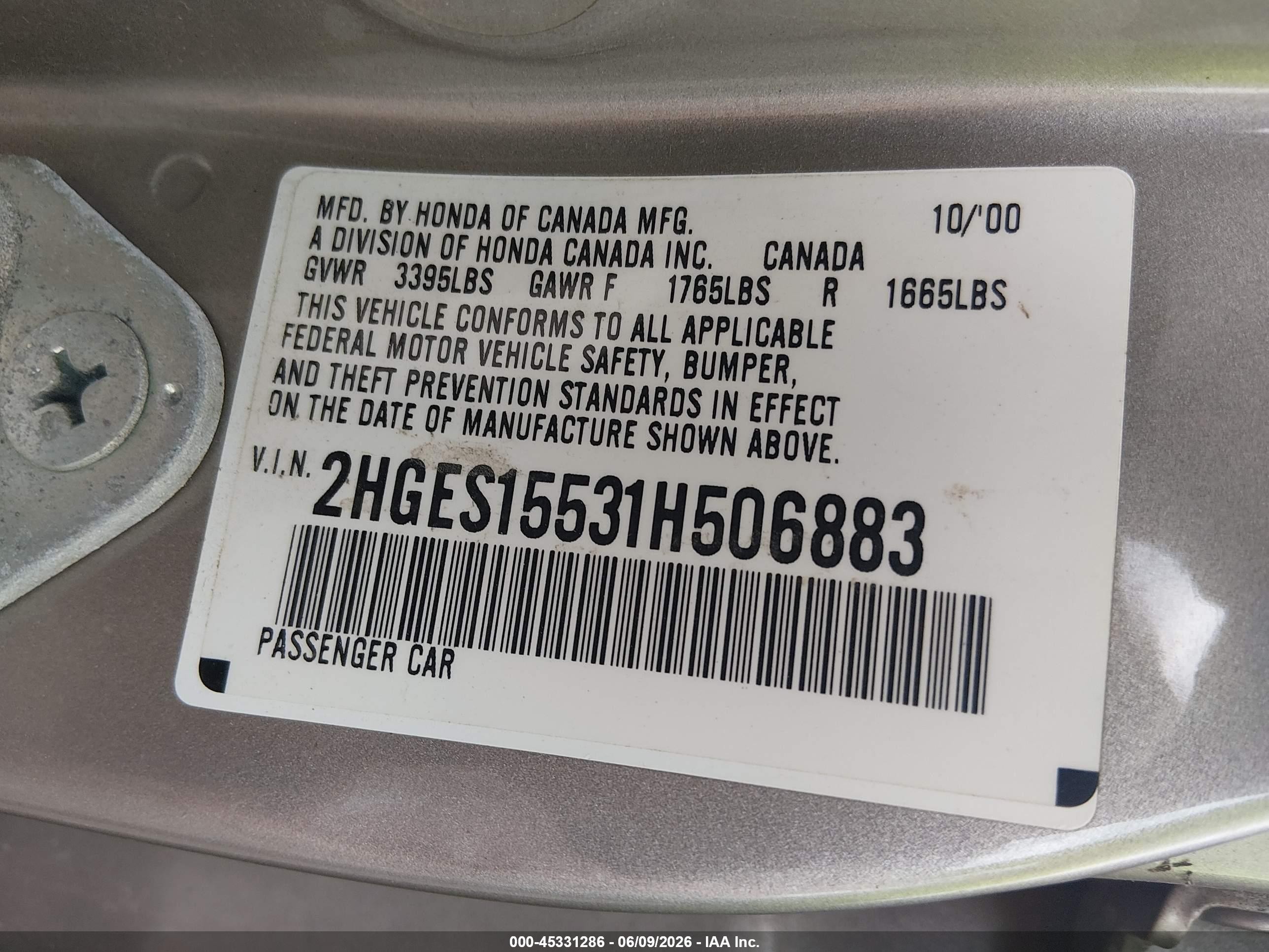 2001 Honda Civic Lx Brown vin: 2HGES15531H506883