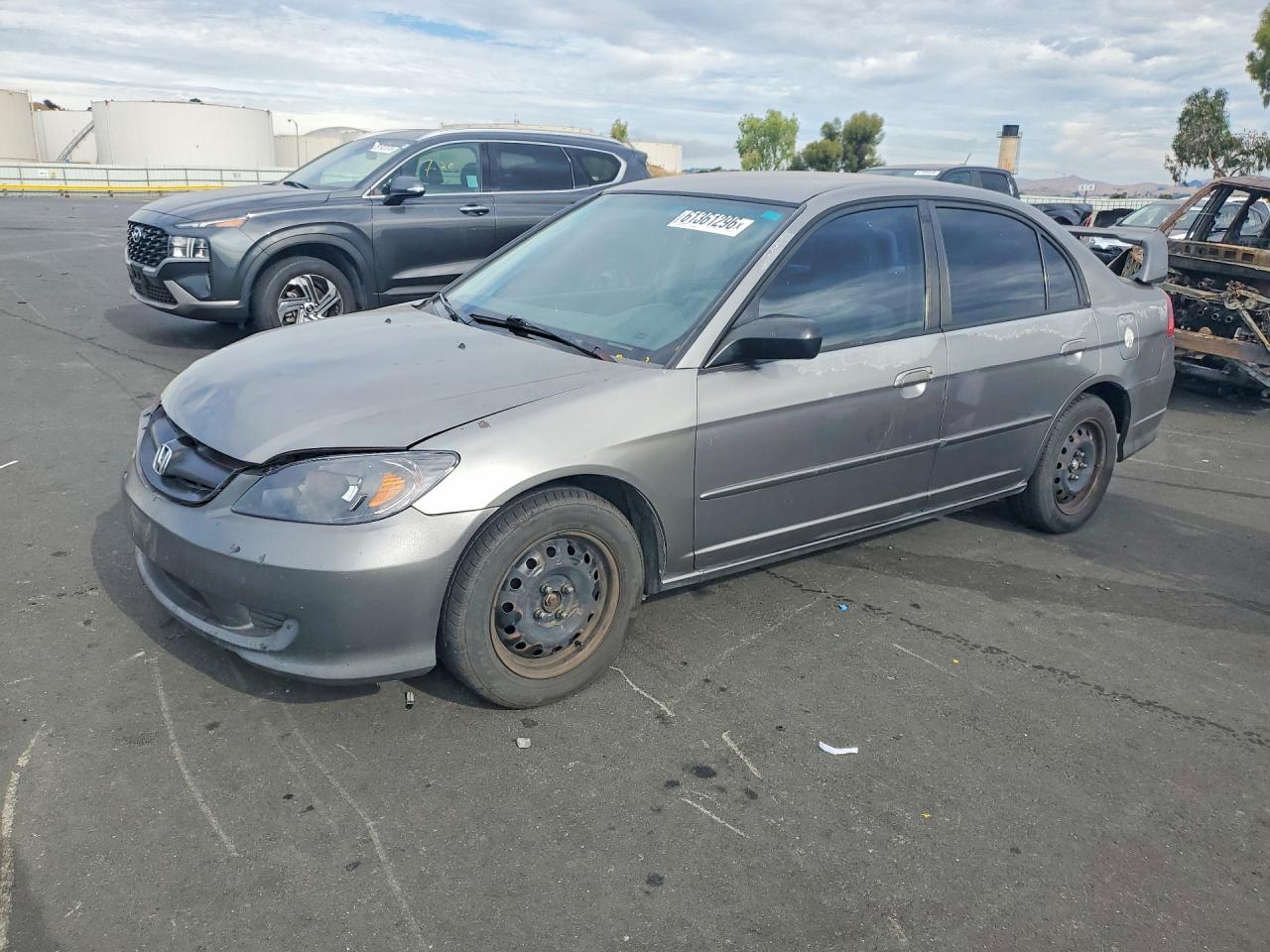 2005 Honda Civic Lx Gray vin: 2HGES15535H614653