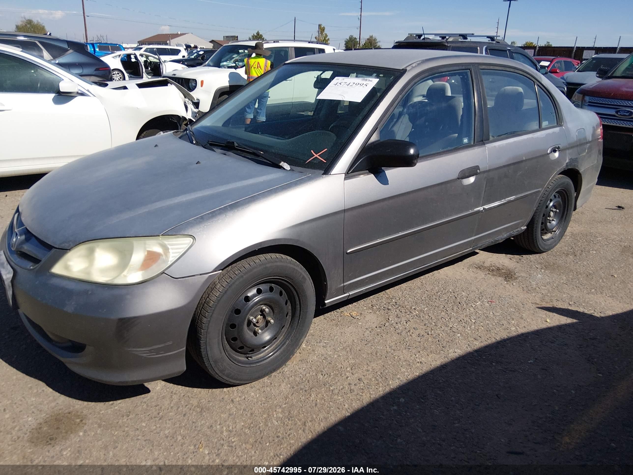 2004 Honda Civic Lx Gray vin: 2HGES15544H501762