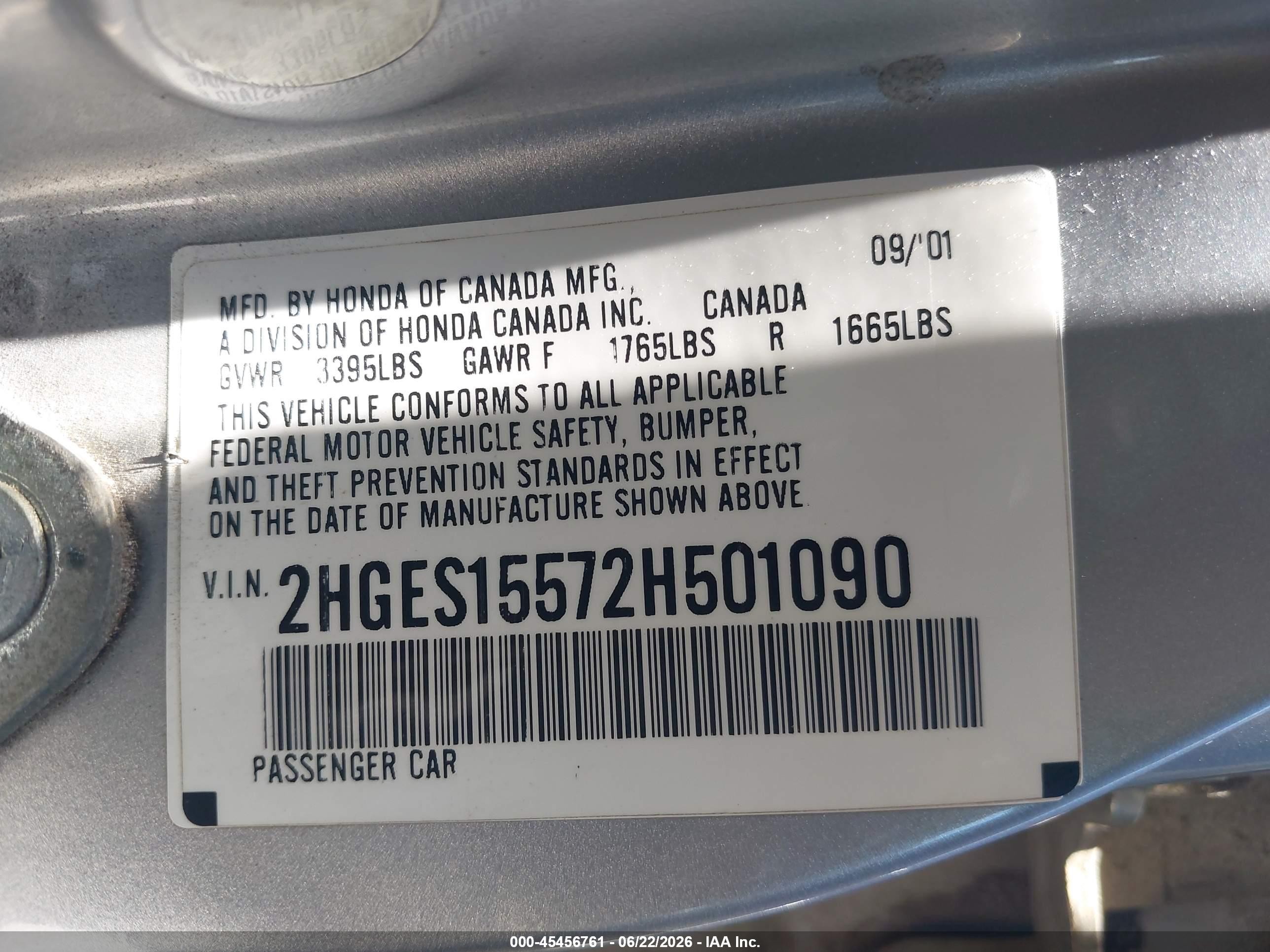 2002 Honda Civic Lx Silver vin: 2HGES15572H501090