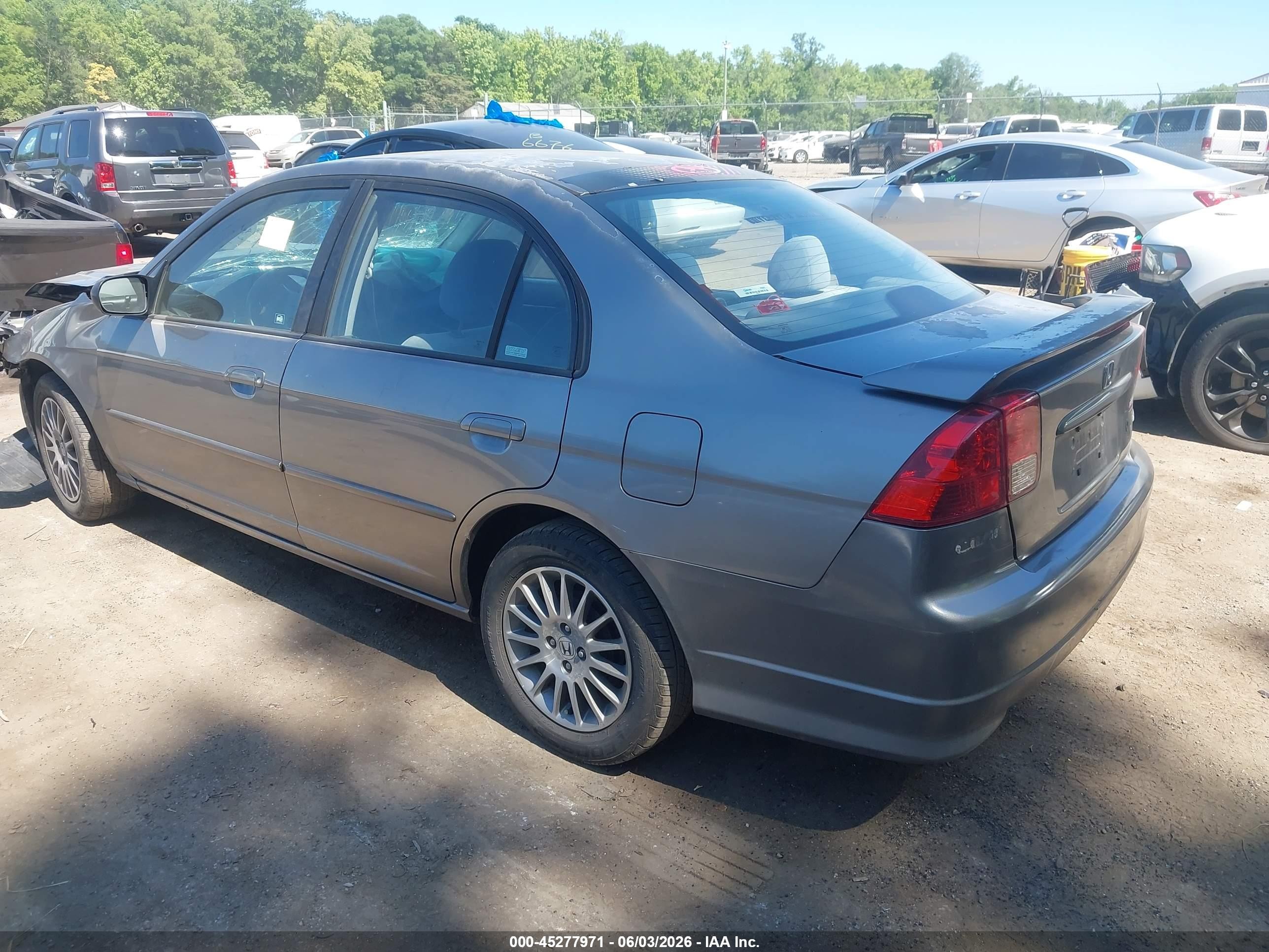 2005 Honda Civic Lx Gray vin: 2HGES15585H622845