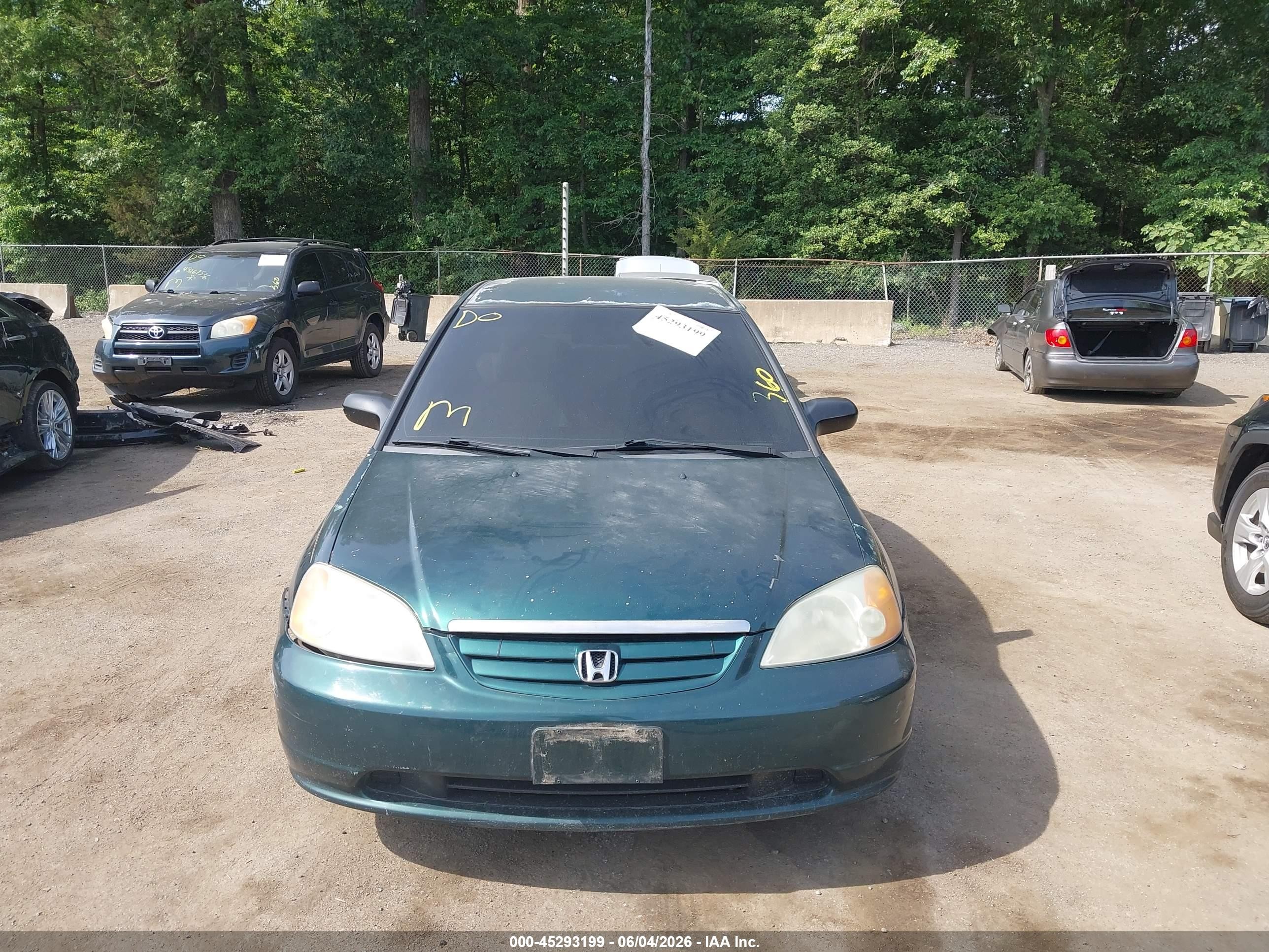 2001 Honda Civic Lx Green vin: 2HGES15591H564190