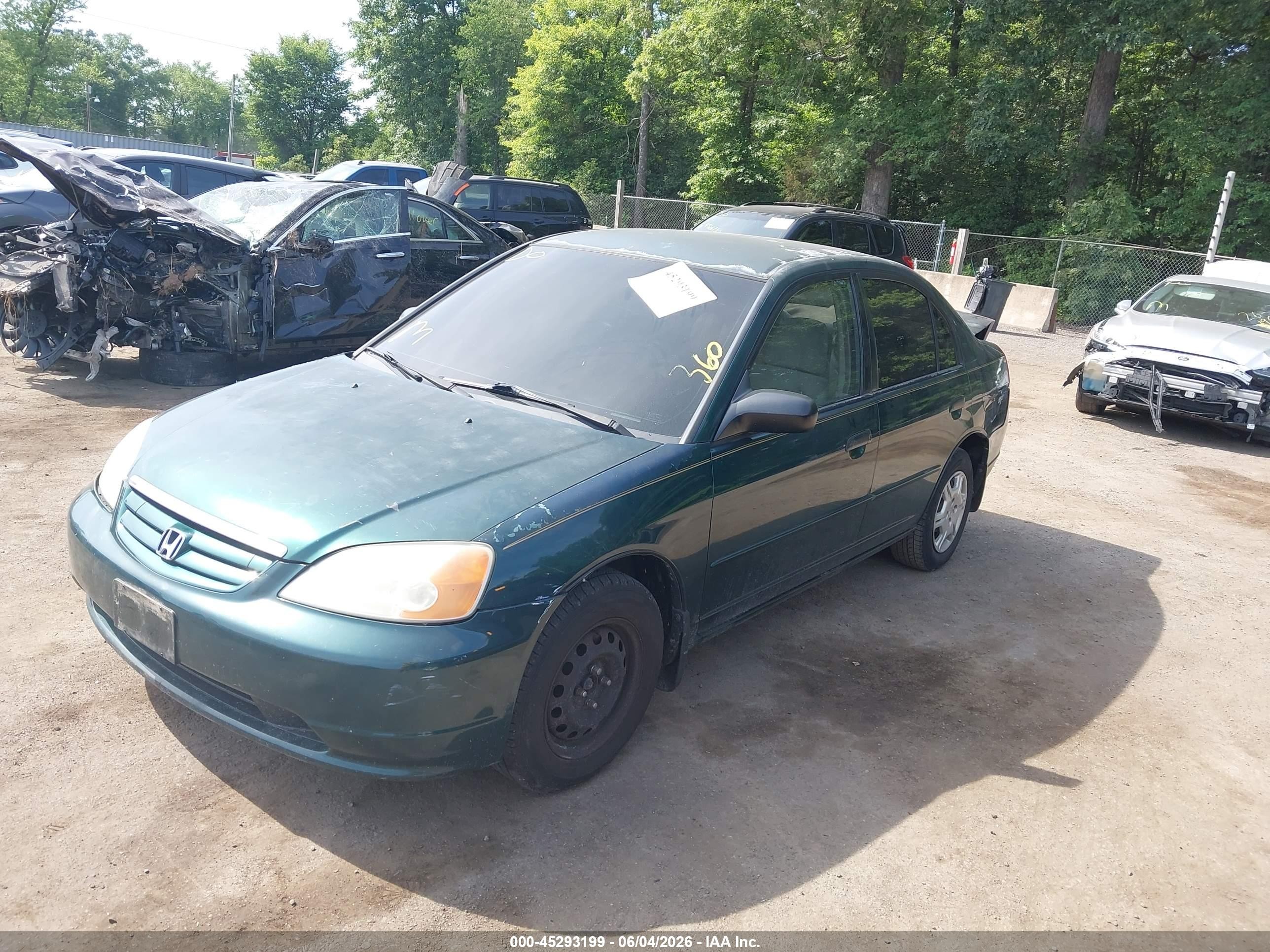 2001 Honda Civic Lx Green vin: 2HGES15591H564190