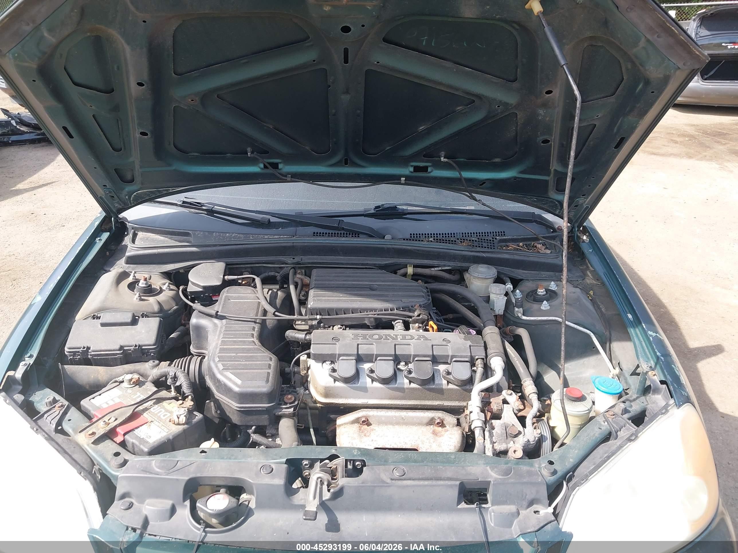 2001 Honda Civic Lx Green vin: 2HGES15591H564190