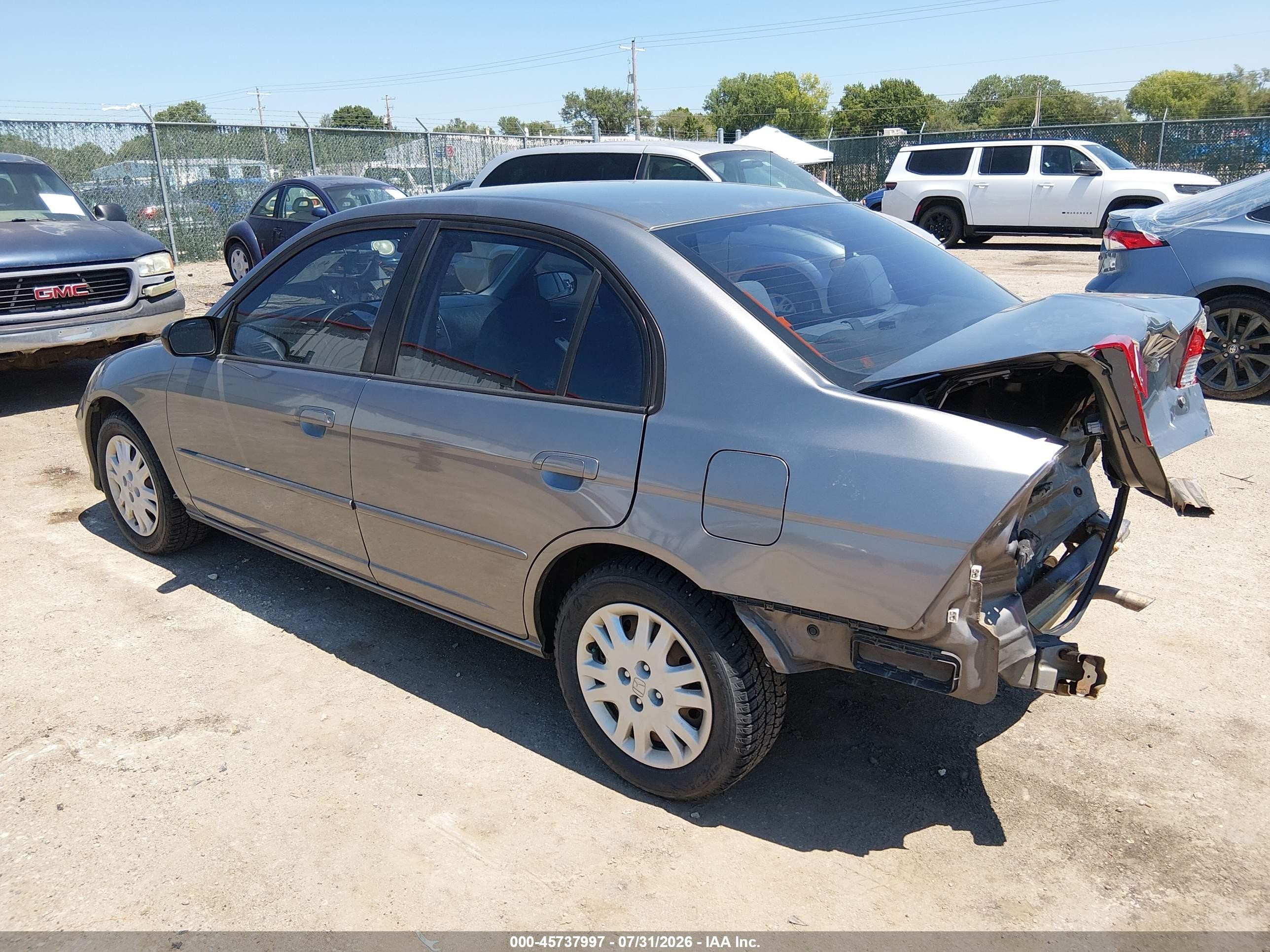 2005 Honda Civic Lx Gray vin: 2HGES15635H613737