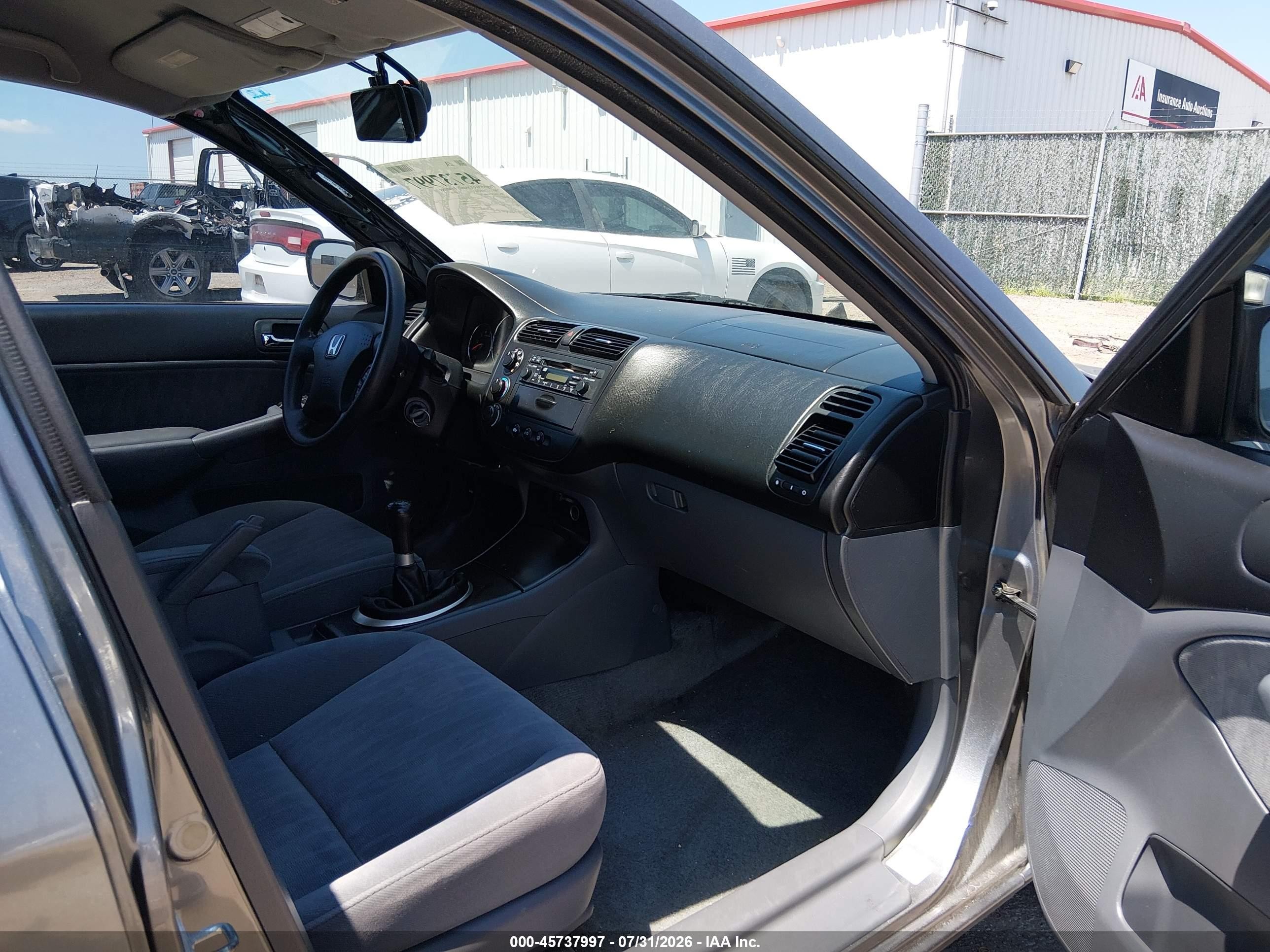2005 Honda Civic Lx Gray vin: 2HGES15635H613737