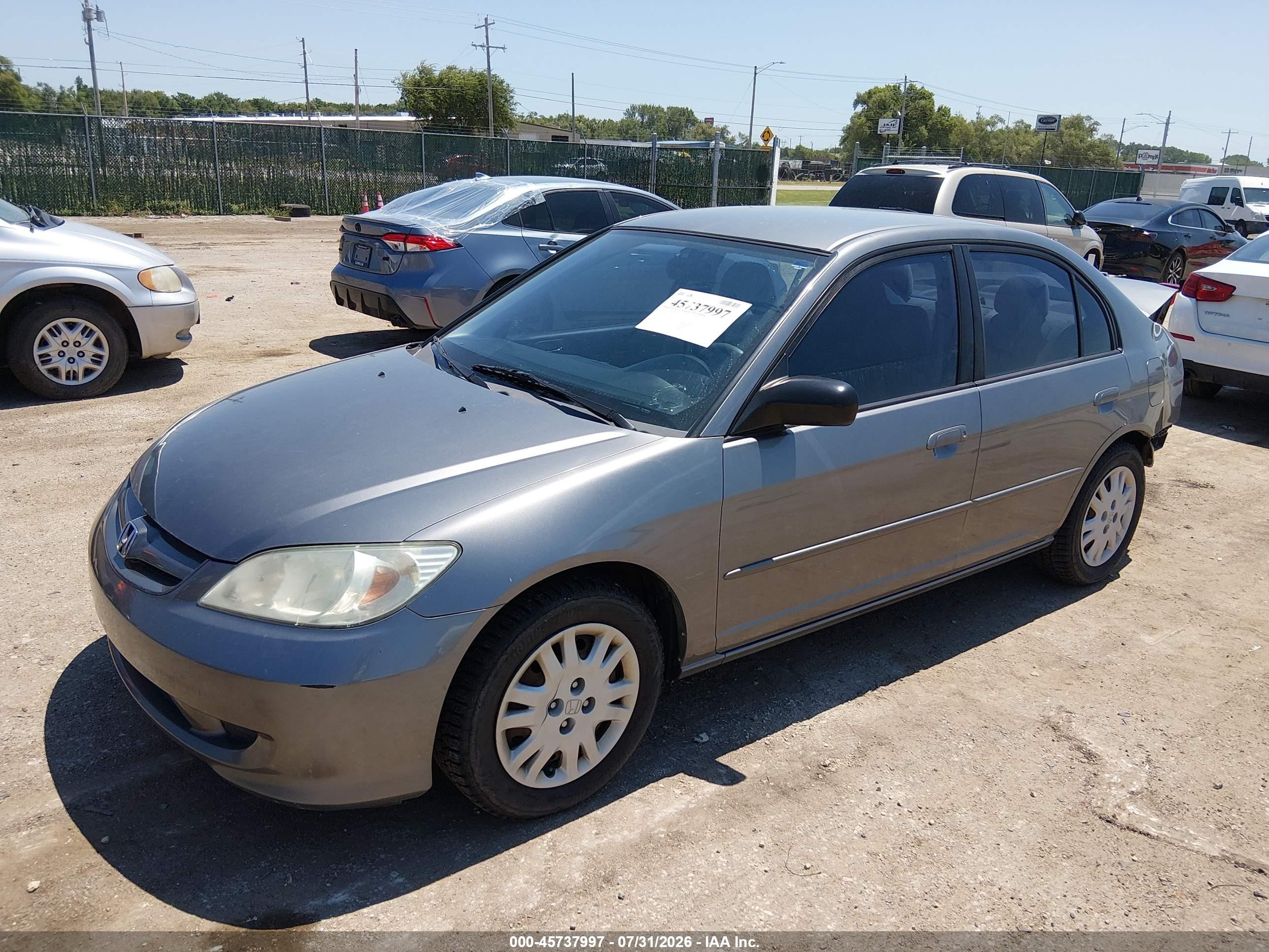 2005 Honda Civic Lx Gray vin: 2HGES15635H613737