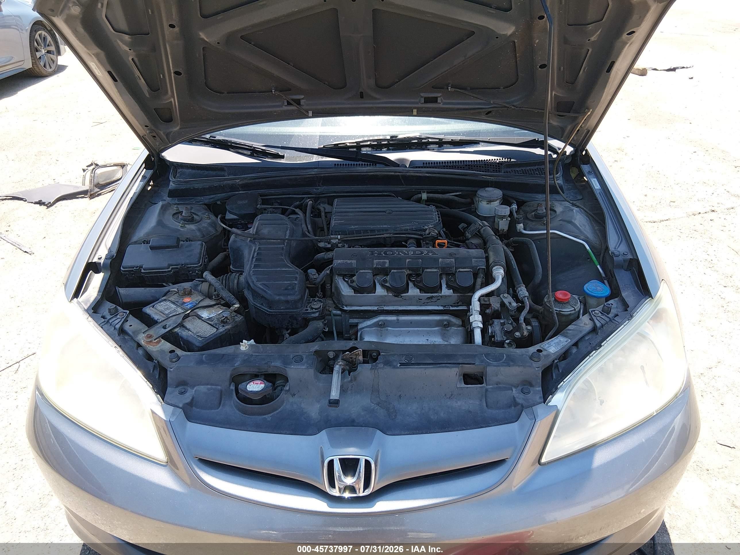 2005 Honda Civic Lx Gray vin: 2HGES15635H613737