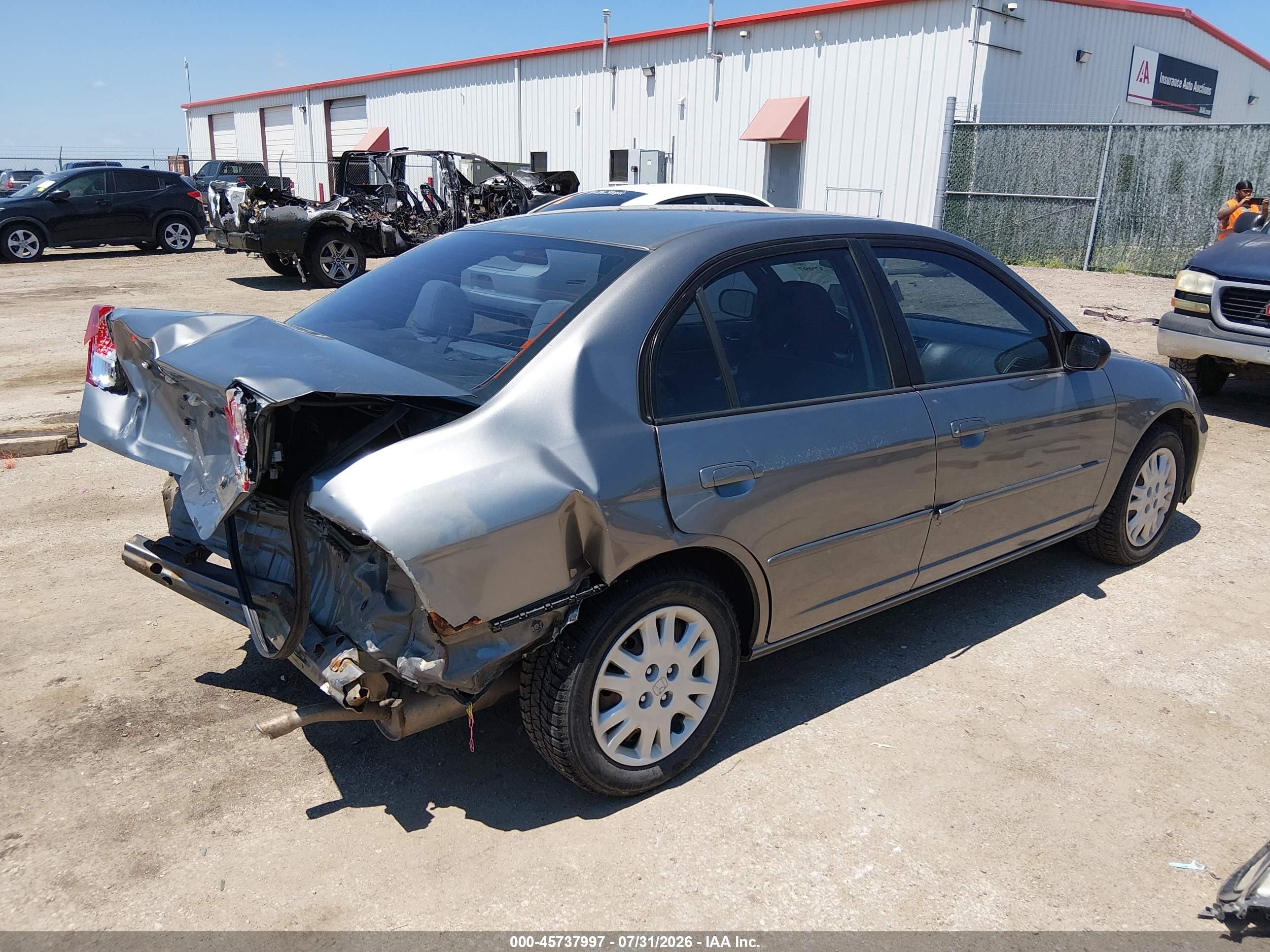 2005 Honda Civic Lx Gray vin: 2HGES15635H613737