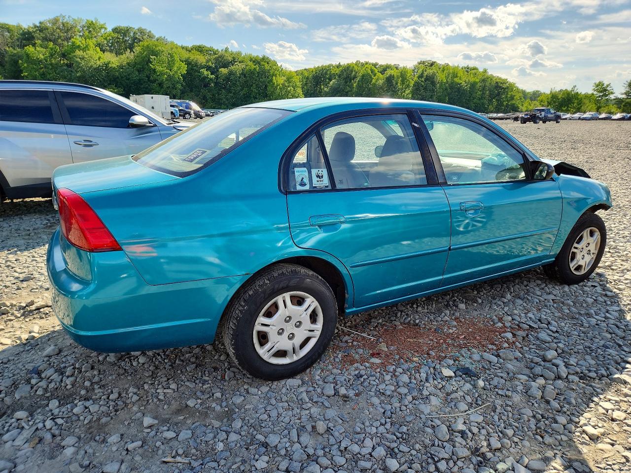 2002 Honda Civic 4d Lx Turquoise vin: 2HGES15682H574896