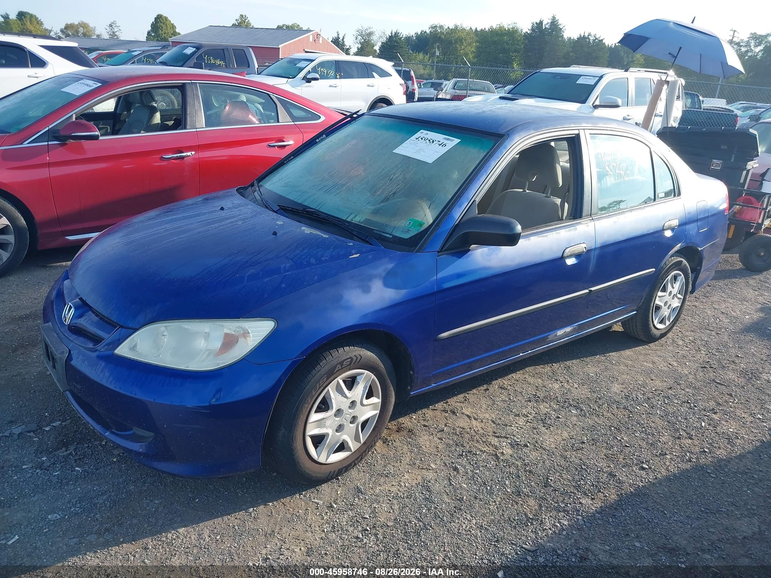 2004 Honda Civic Vp Blue vin: 2HGES16324H631052