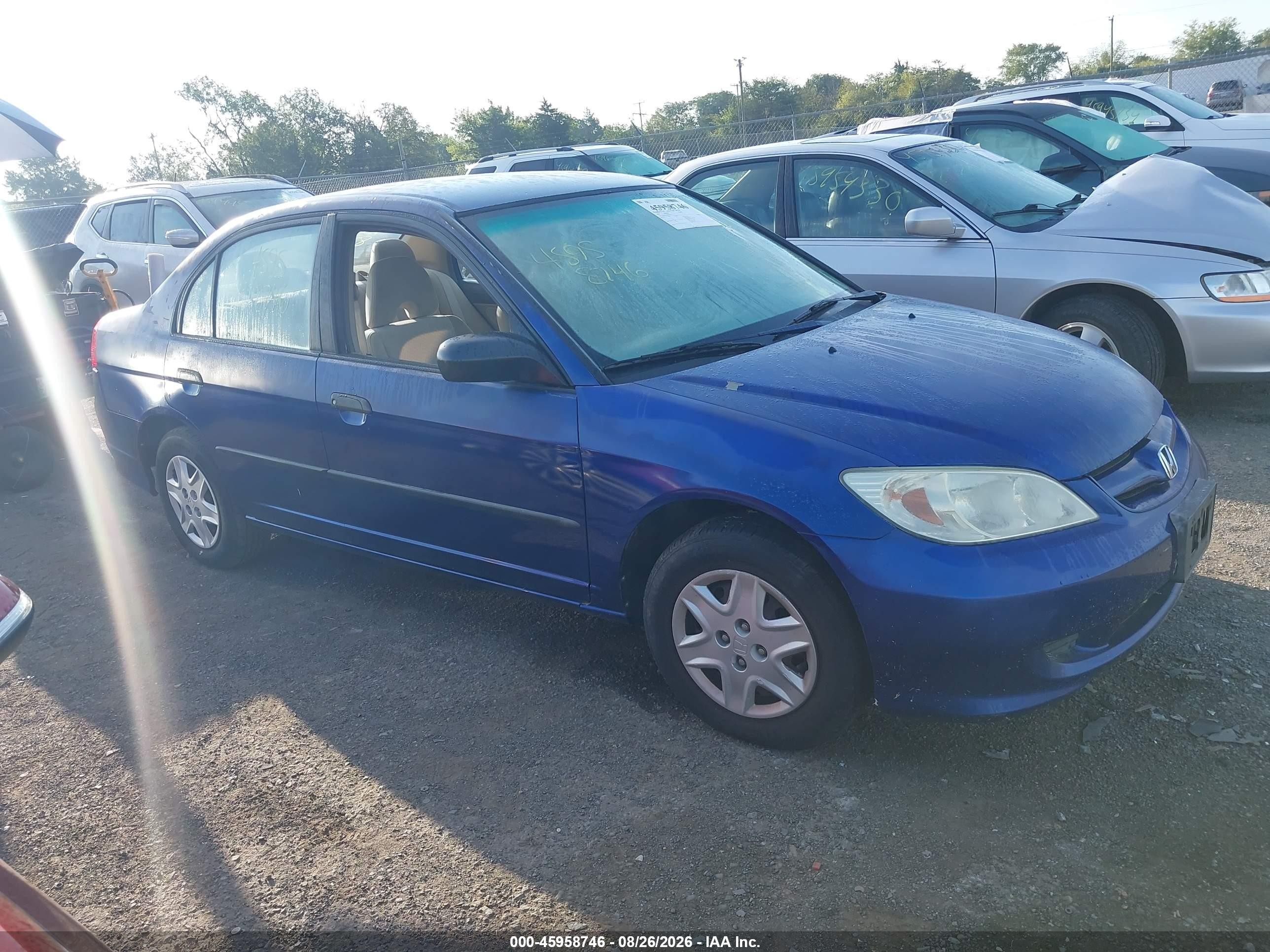 2004 Honda Civic Vp Blue vin: 2HGES16324H631052