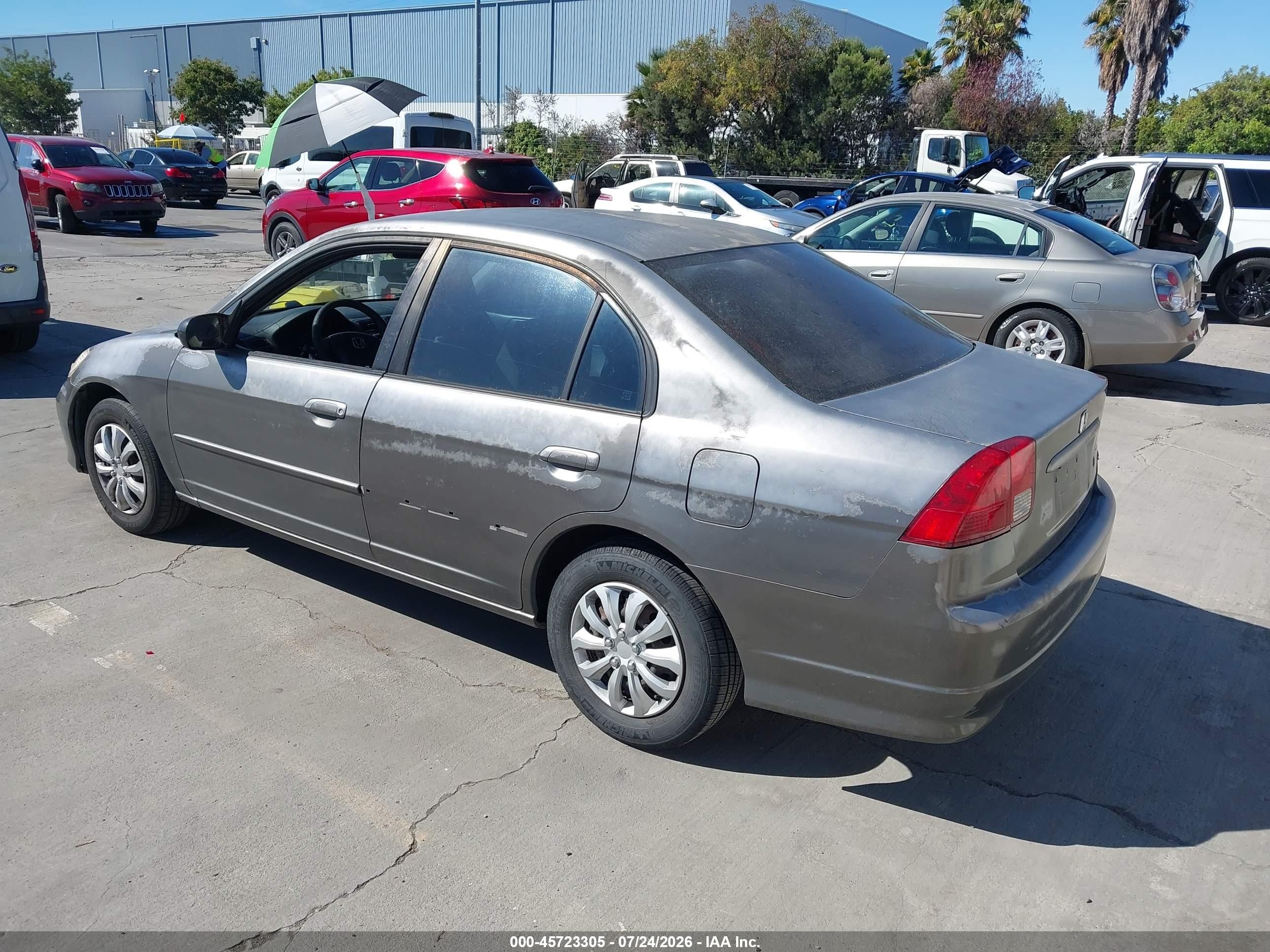 2005 Honda Civic Vp Gray vin: 2HGES16325H583103