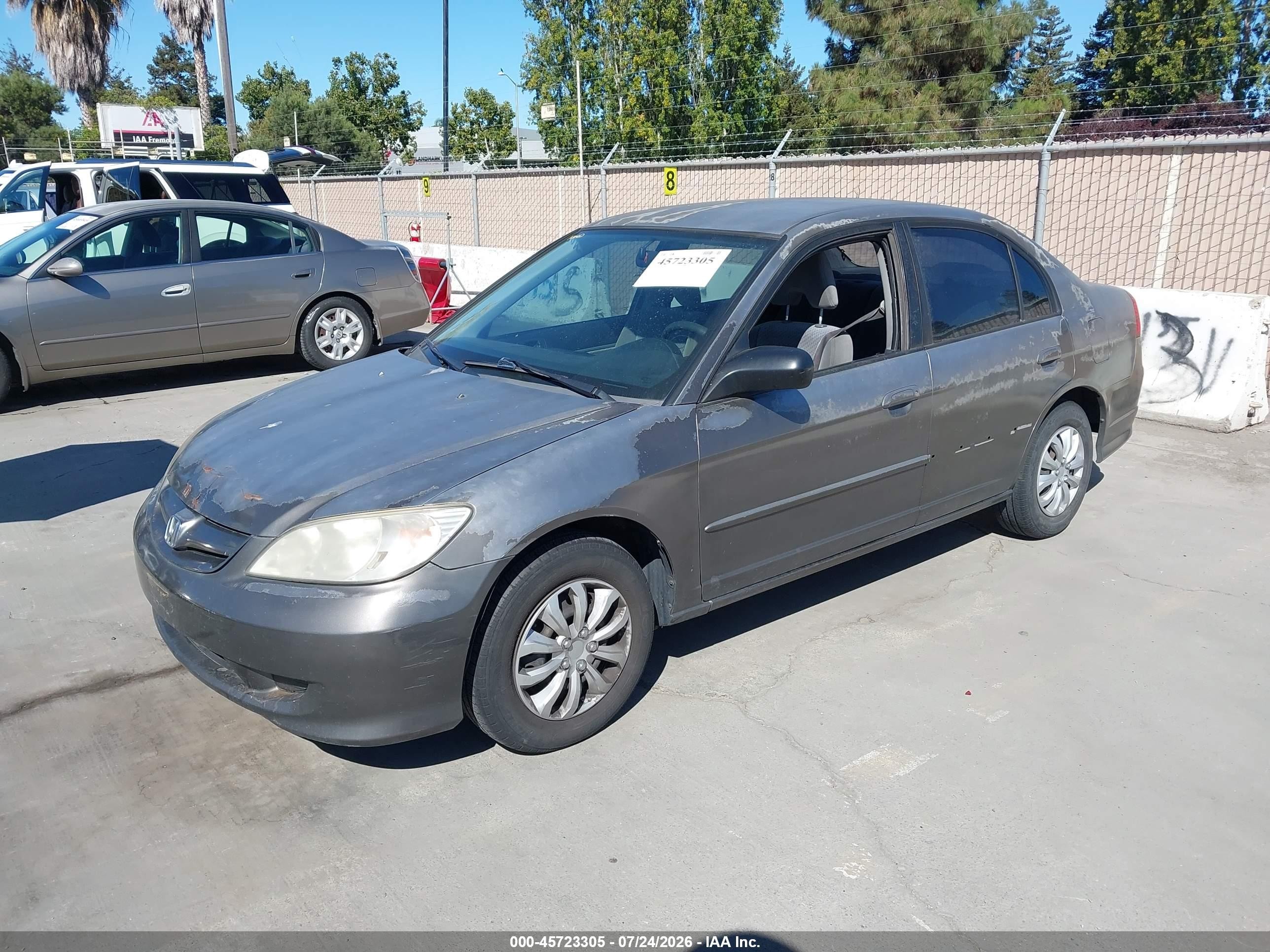 2005 Honda Civic Vp Gray vin: 2HGES16325H583103