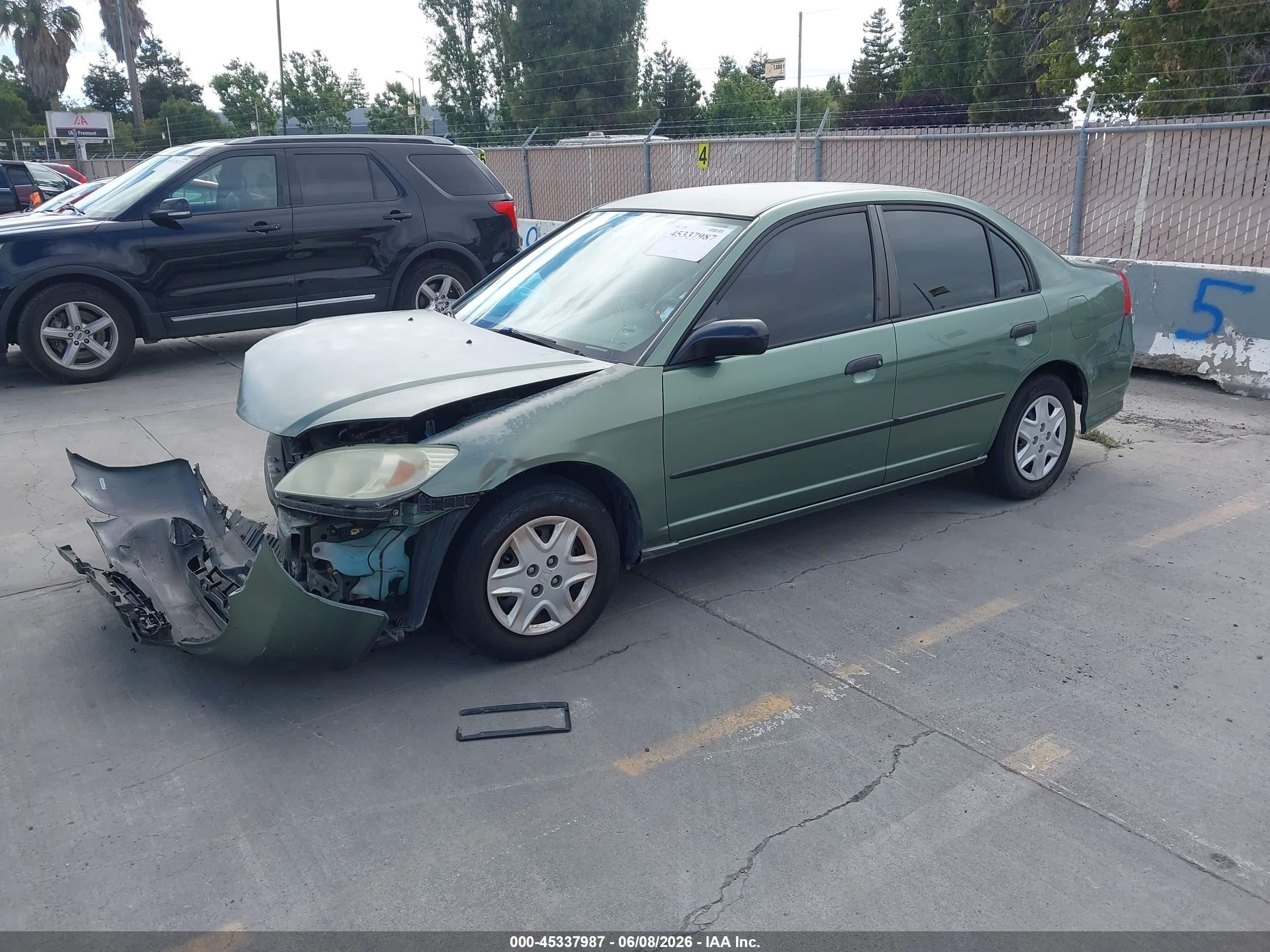 2004 Honda Civic Vp Зеленый vin: 2HGES16354H554337