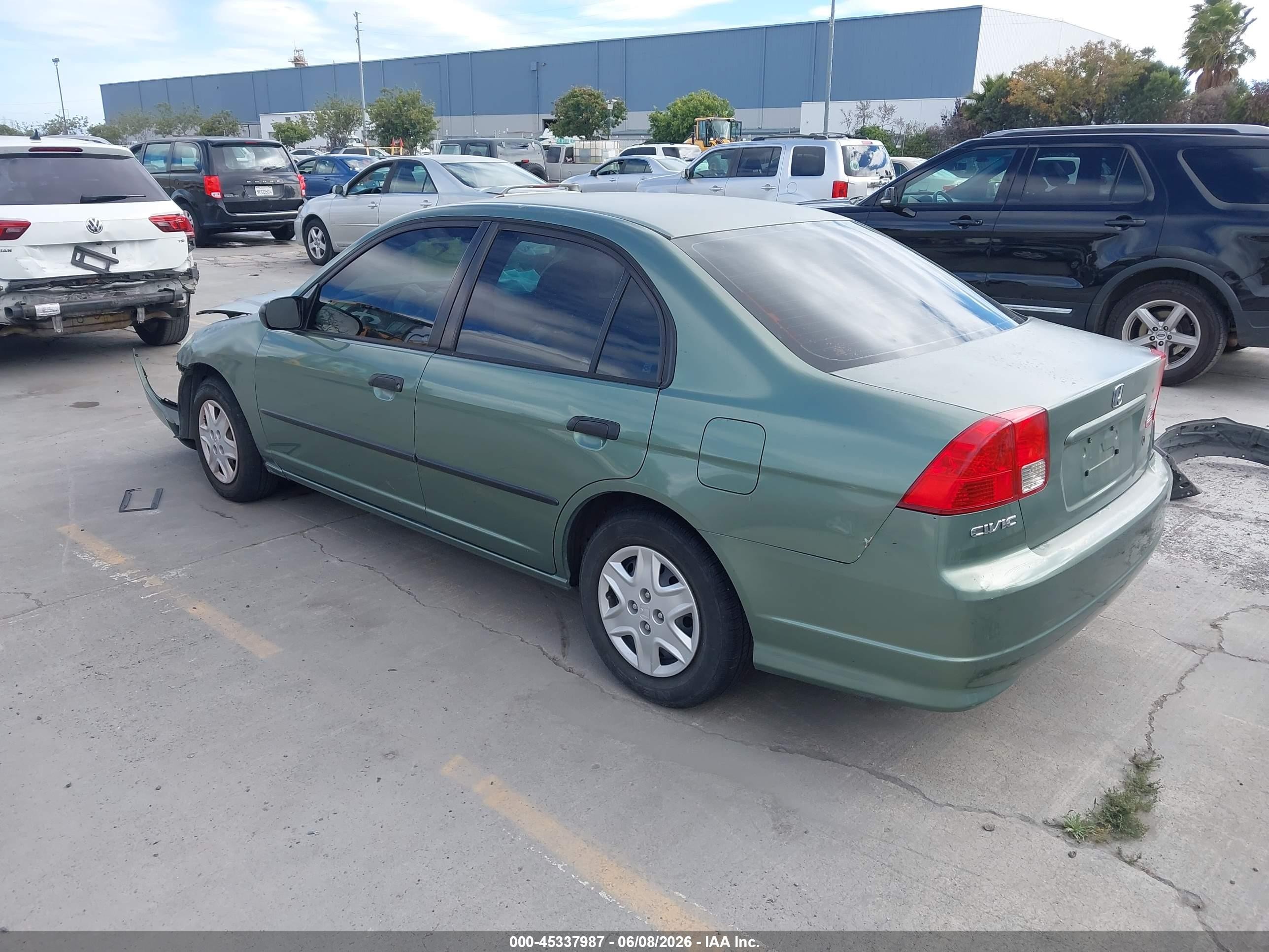 2004 Honda Civic Vp Зеленый vin: 2HGES16354H554337