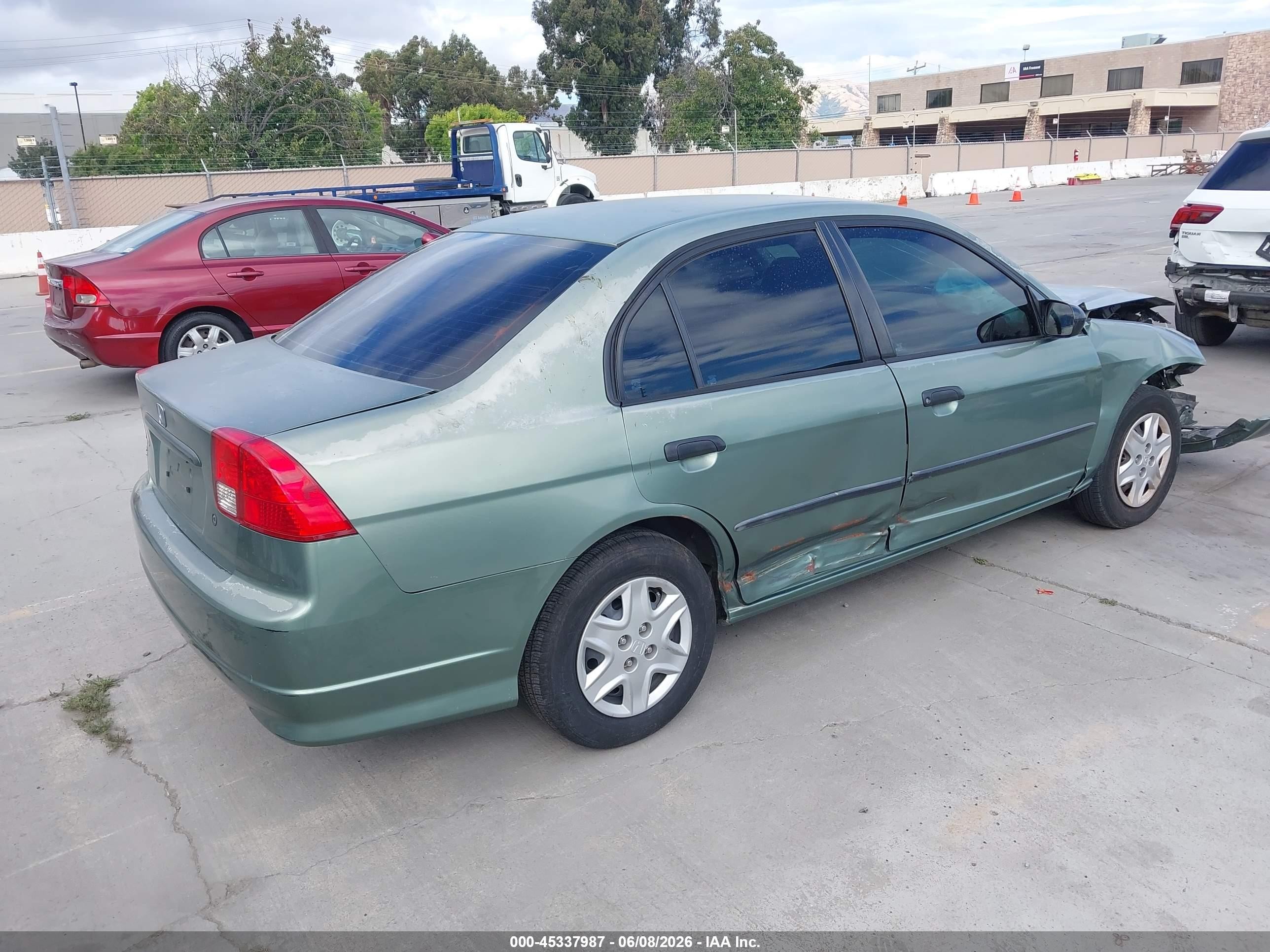 2004 Honda Civic Vp Зеленый vin: 2HGES16354H554337