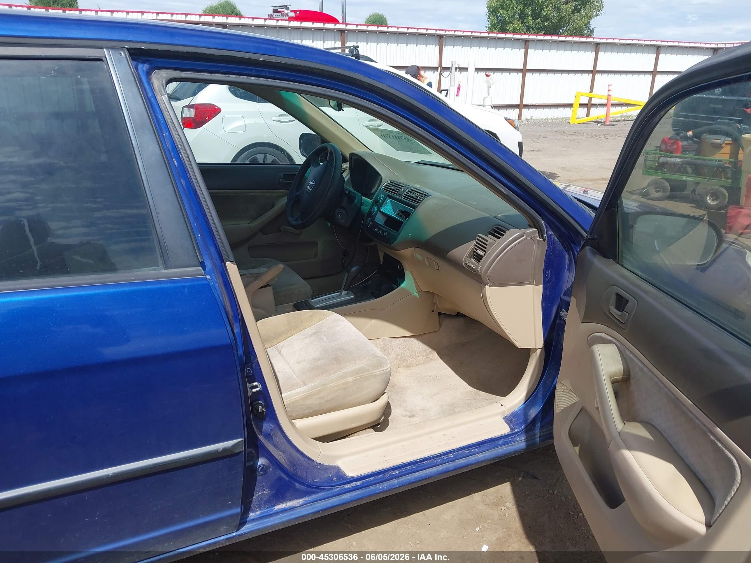2004 Honda Civic Vp Blue vin: 2HGES16354H573387