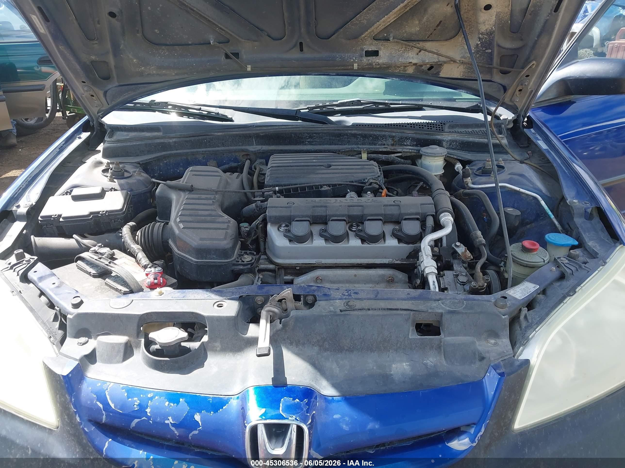 2004 Honda Civic Vp Blue vin: 2HGES16354H573387