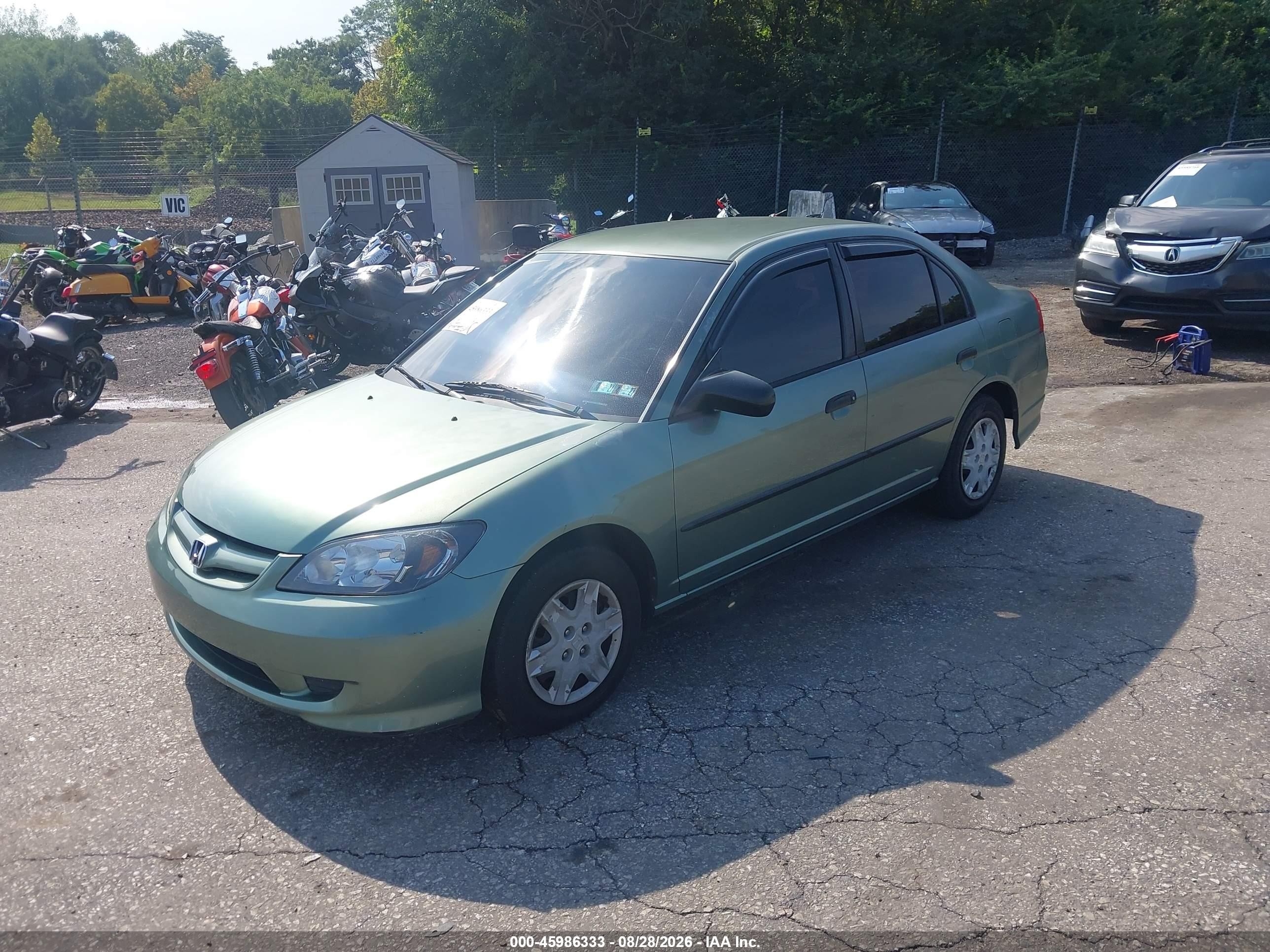 2004 Honda Civic Vp Зеленый vin: 2HGES16384H592693