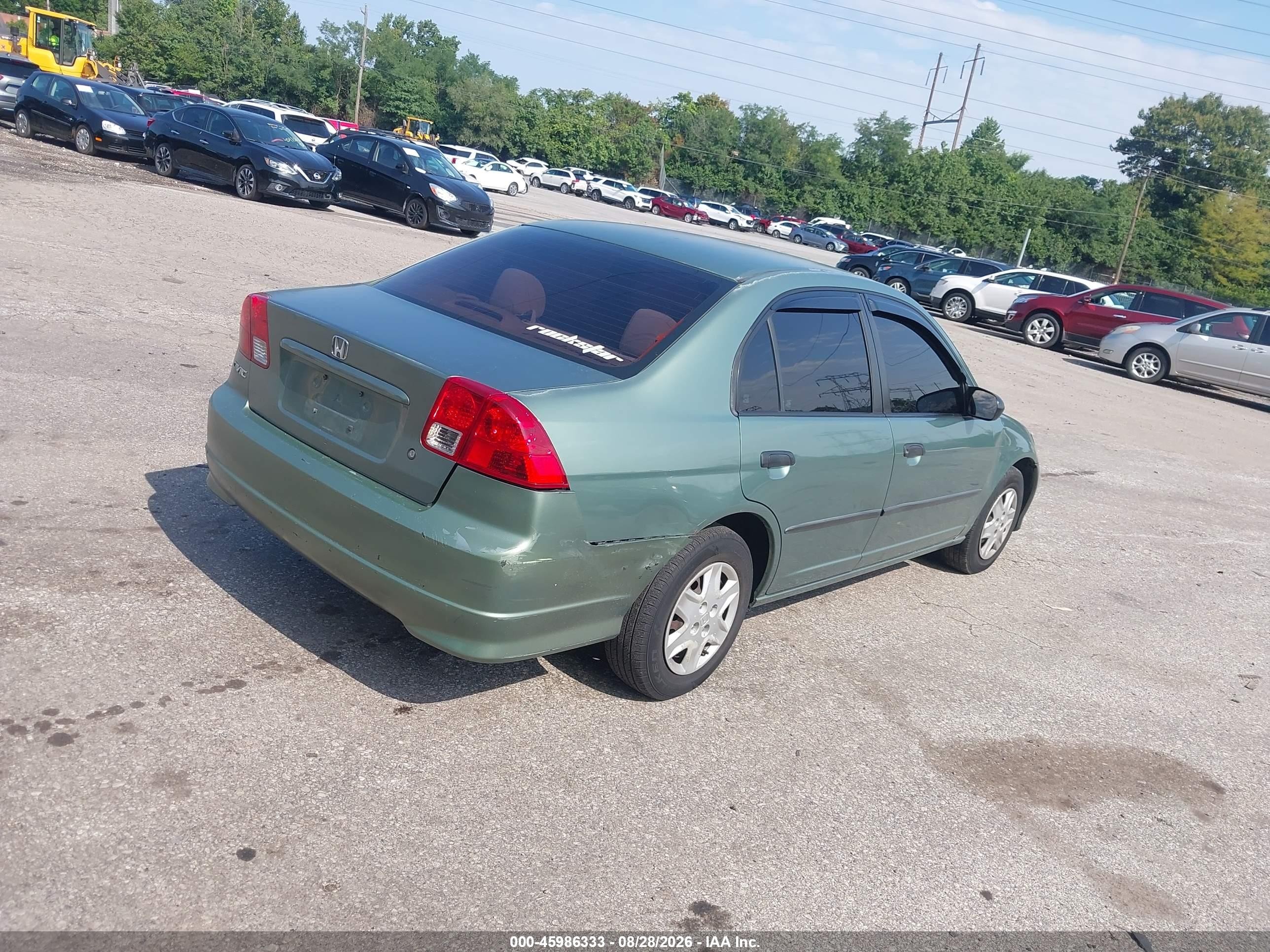2004 Honda Civic Vp Зеленый vin: 2HGES16384H592693