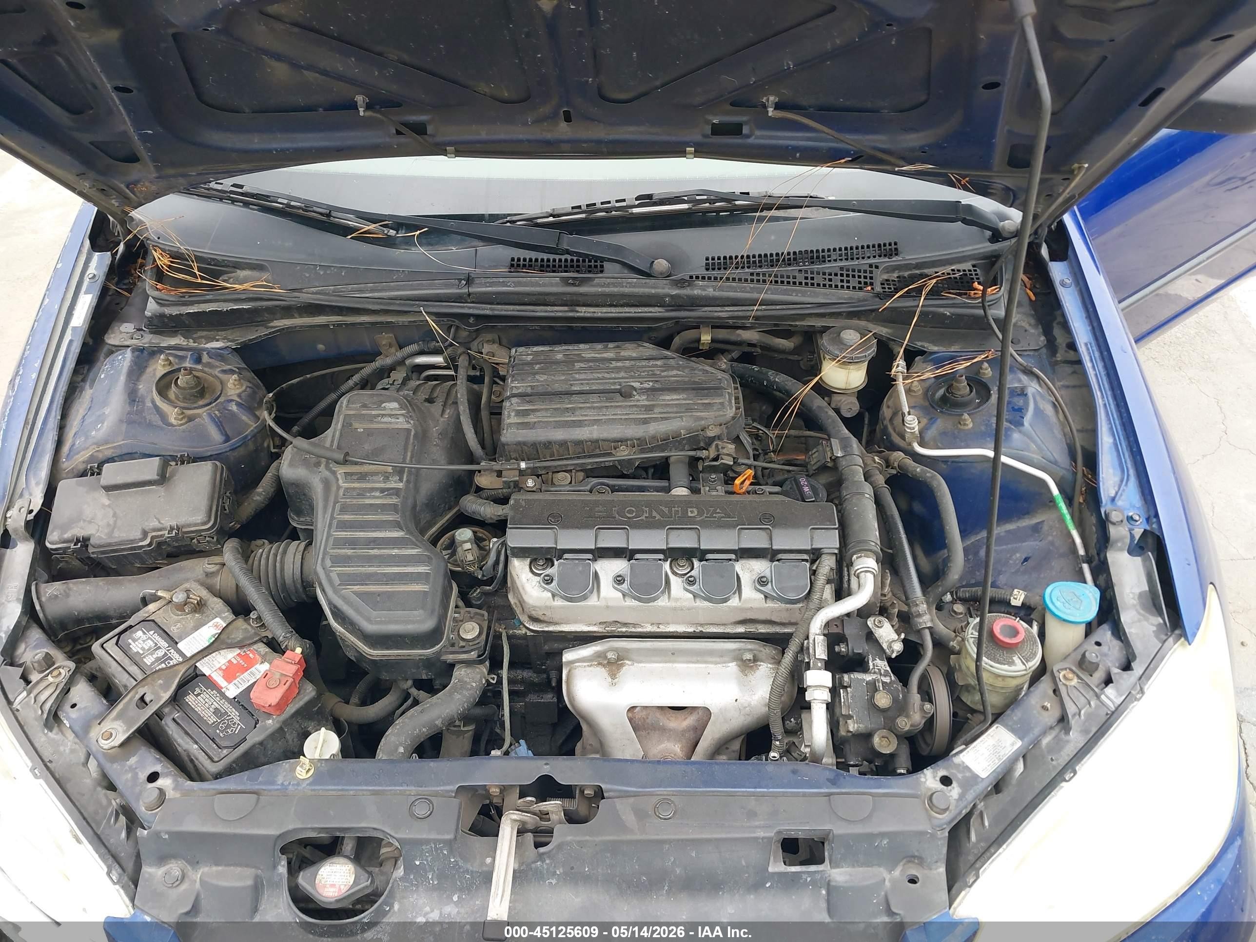 2004 Honda Civic Vp Blue vin: 2HGES16384H638345