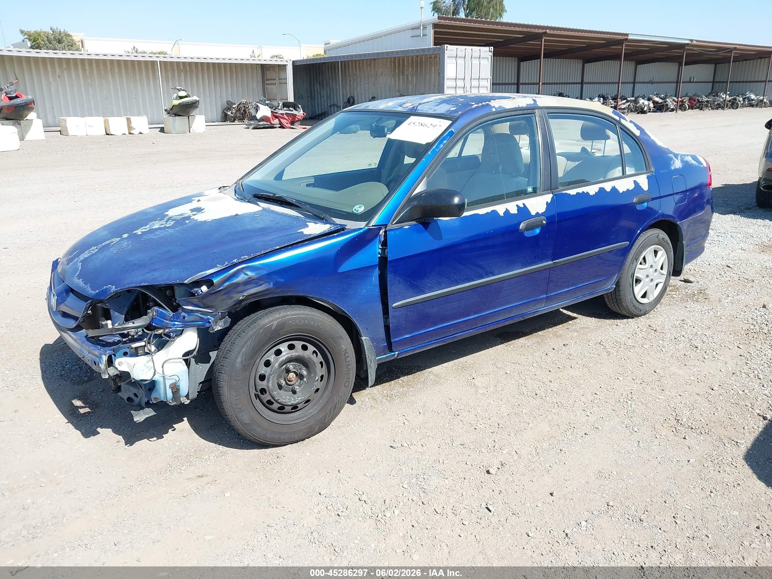 2005 Honda Civic Vp Blue vin: 2HGES16385H552633