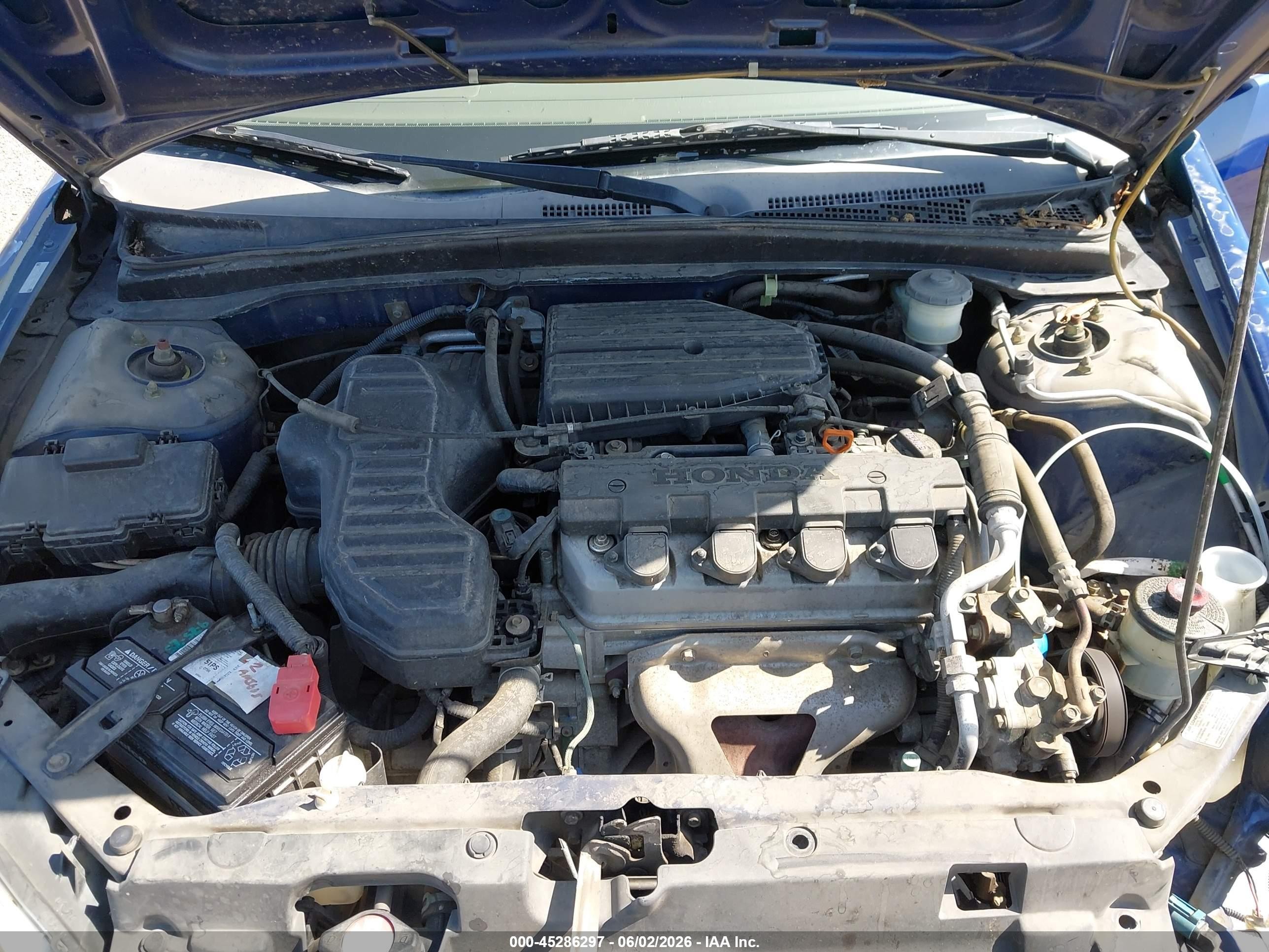 2005 Honda Civic Vp Blue vin: 2HGES16385H552633