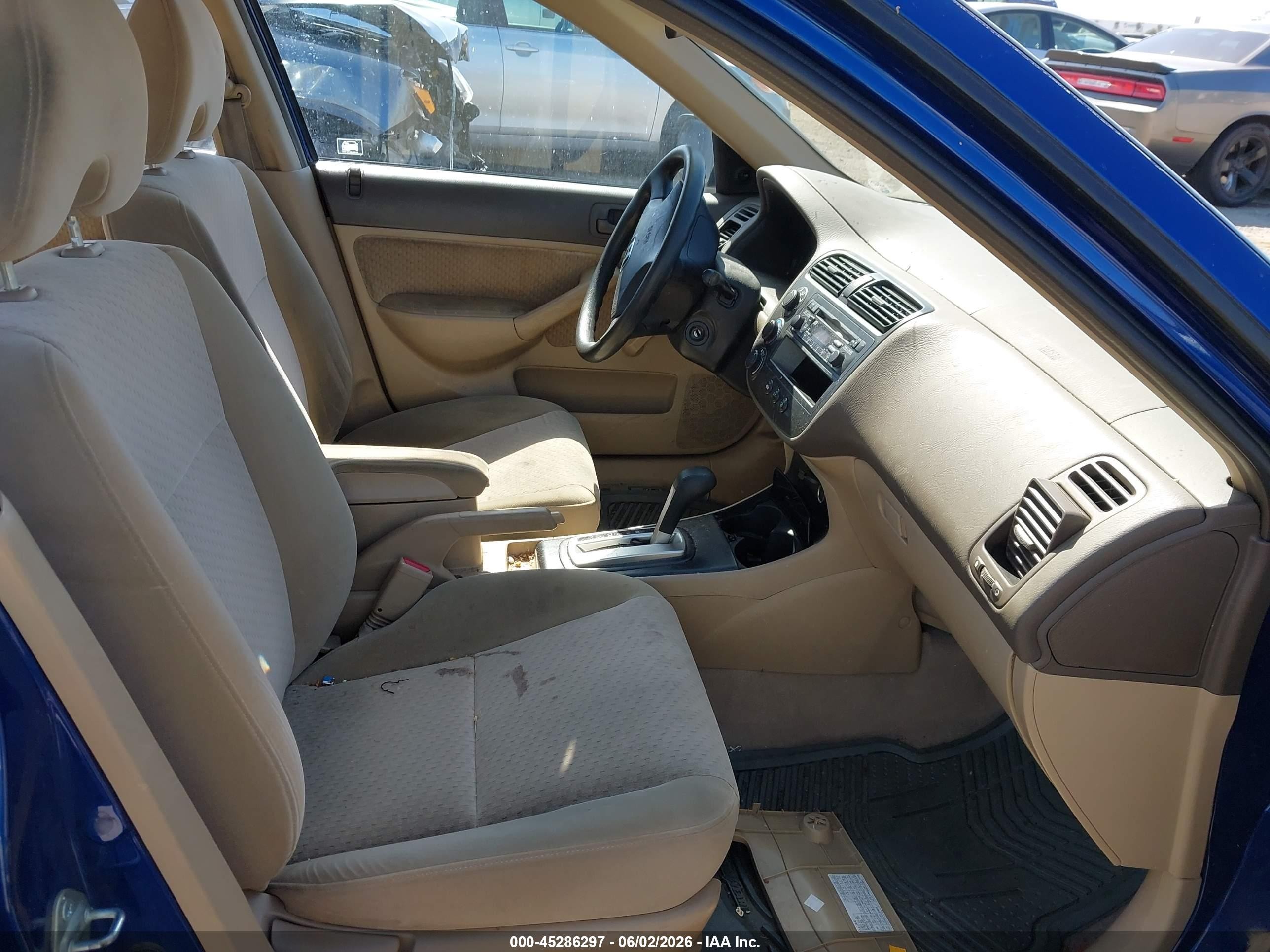 2005 Honda Civic Vp Blue vin: 2HGES16385H552633