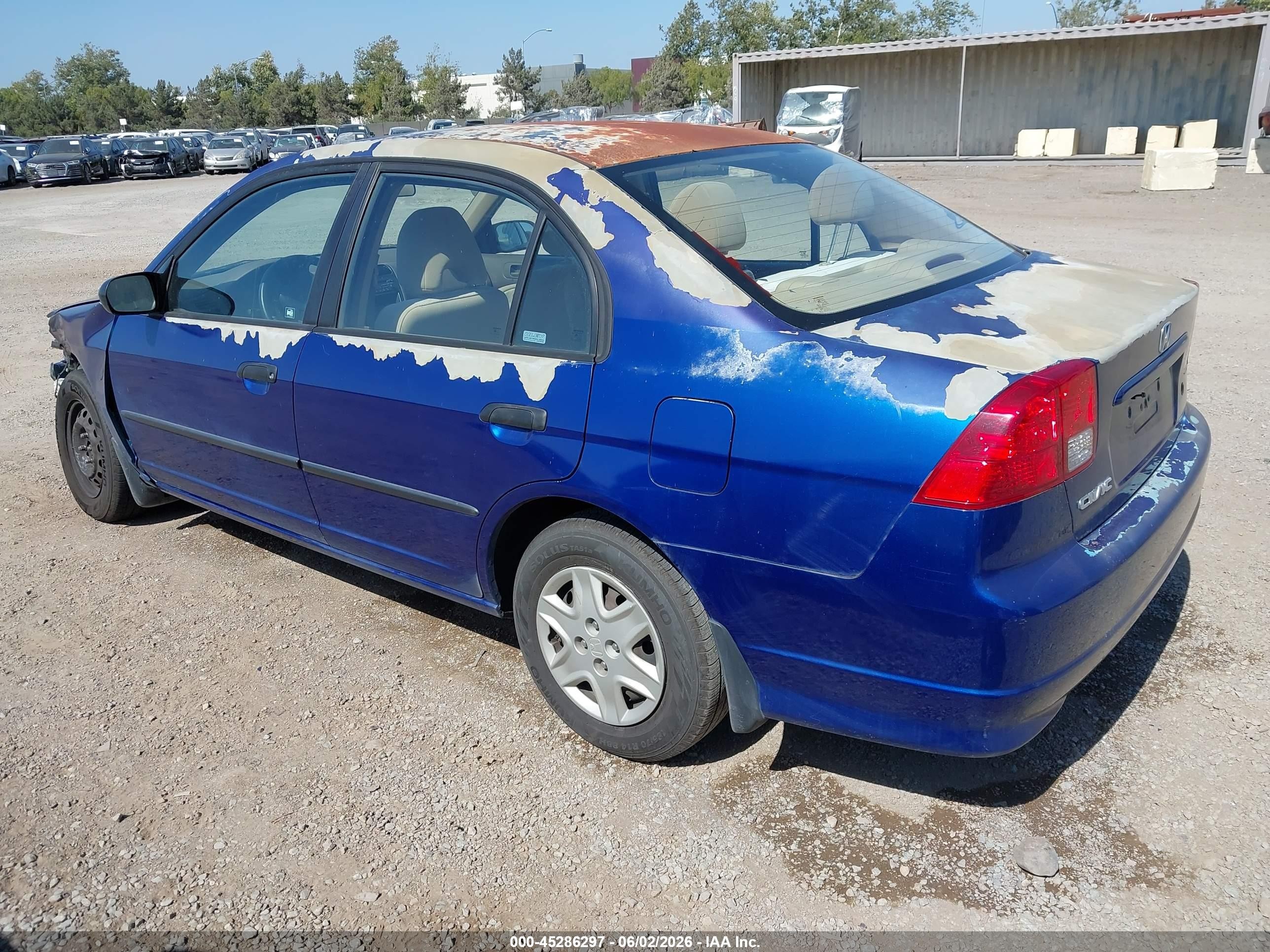 2005 Honda Civic Vp Blue vin: 2HGES16385H552633